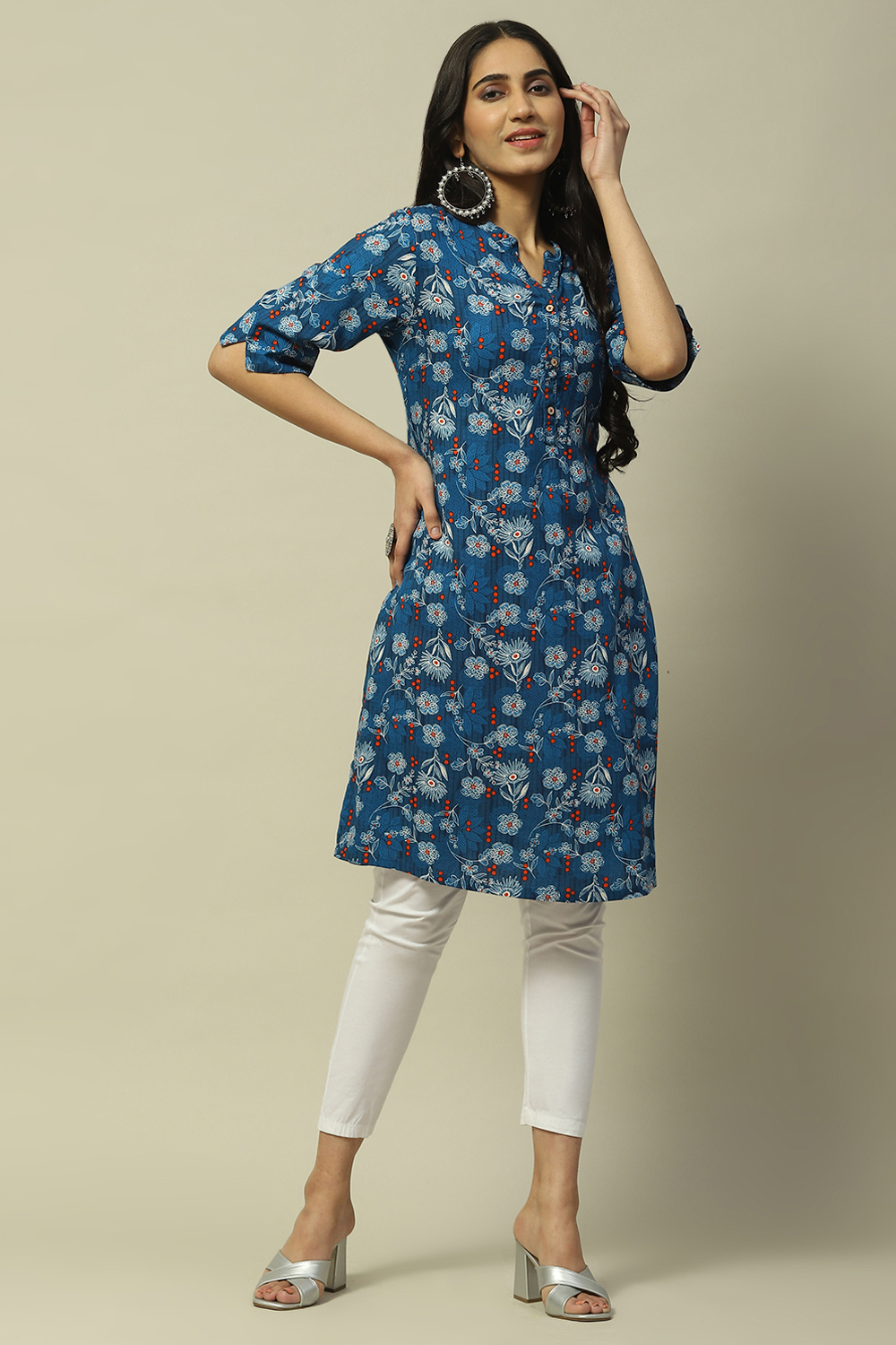 Navy Rayon Staight Kurta image number 0