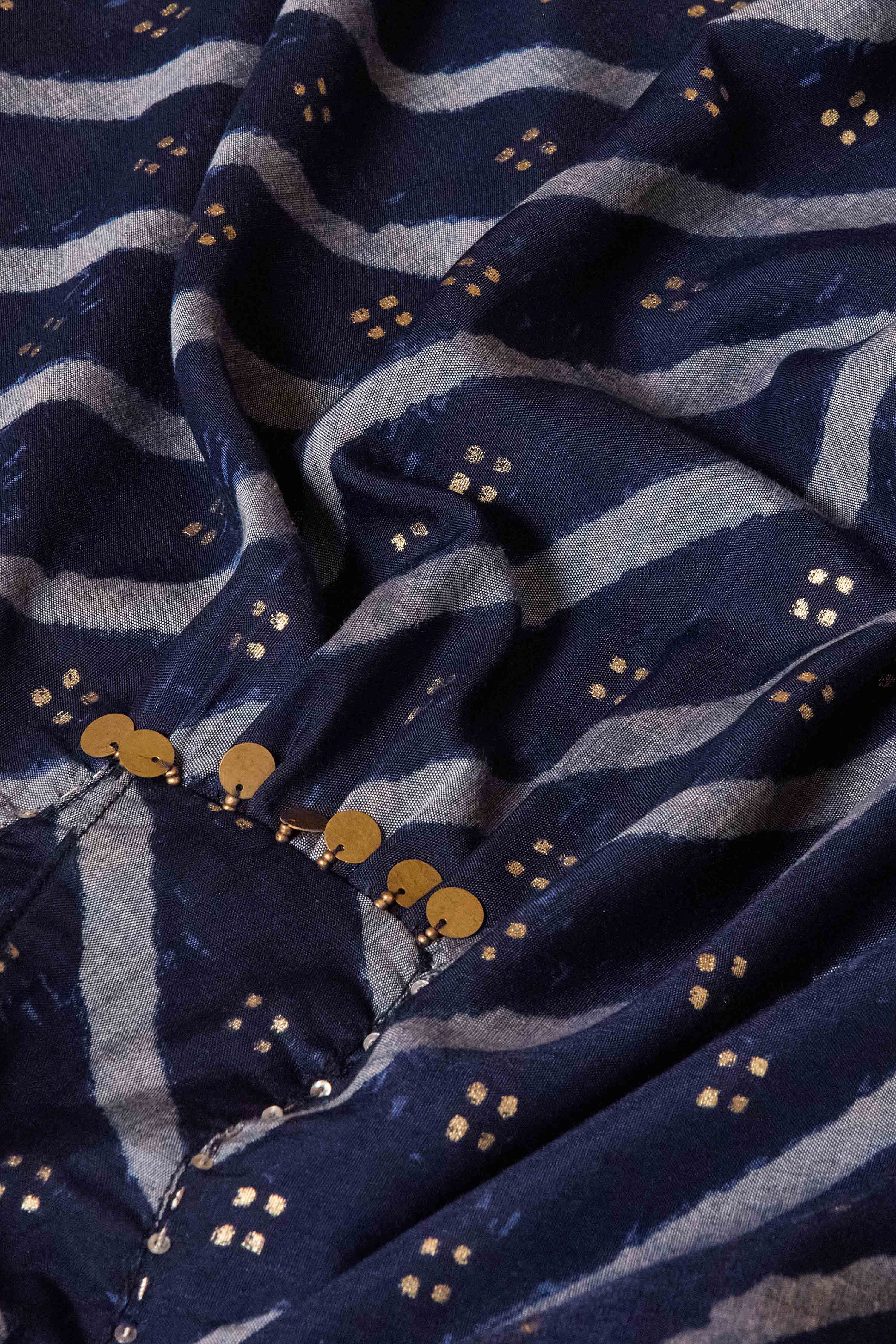 Indigo Viscose Blend Straight Printed Kurta Pants Set image number 3