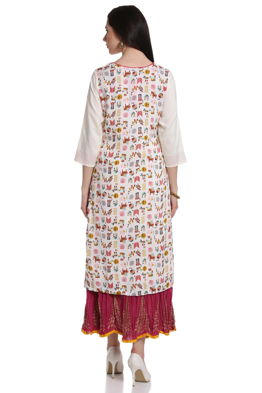 Ecru Rayon Straight Kurta image number 5