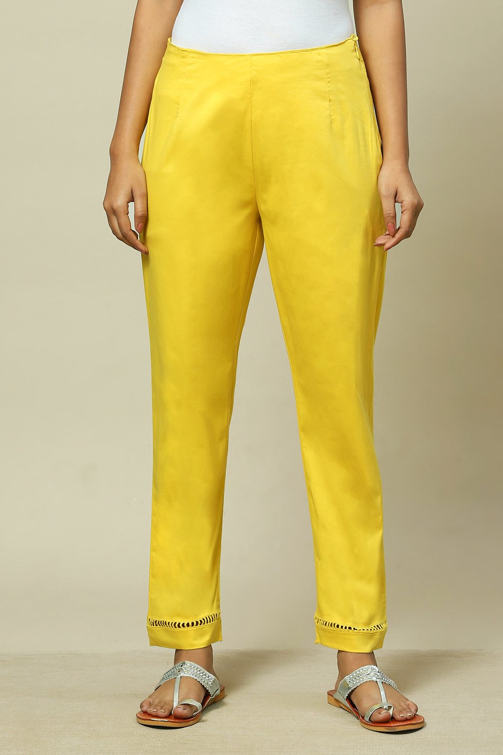Pink Cotton Blend Slim Pant image number 5