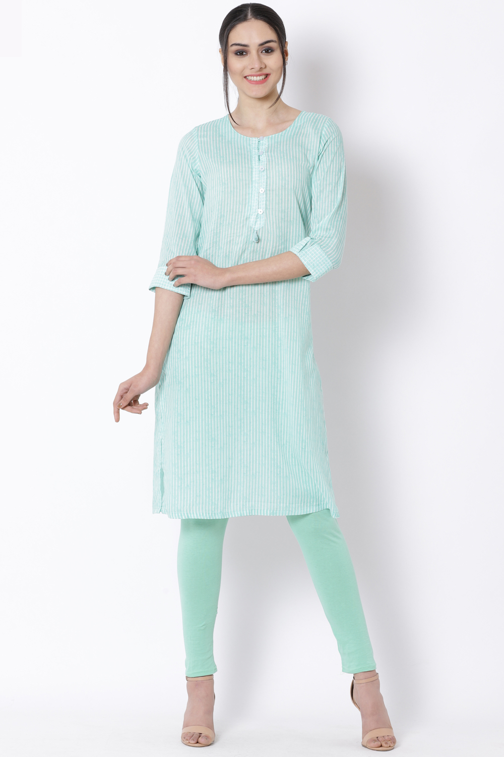 Mint Green Cotton Leggings image number 2