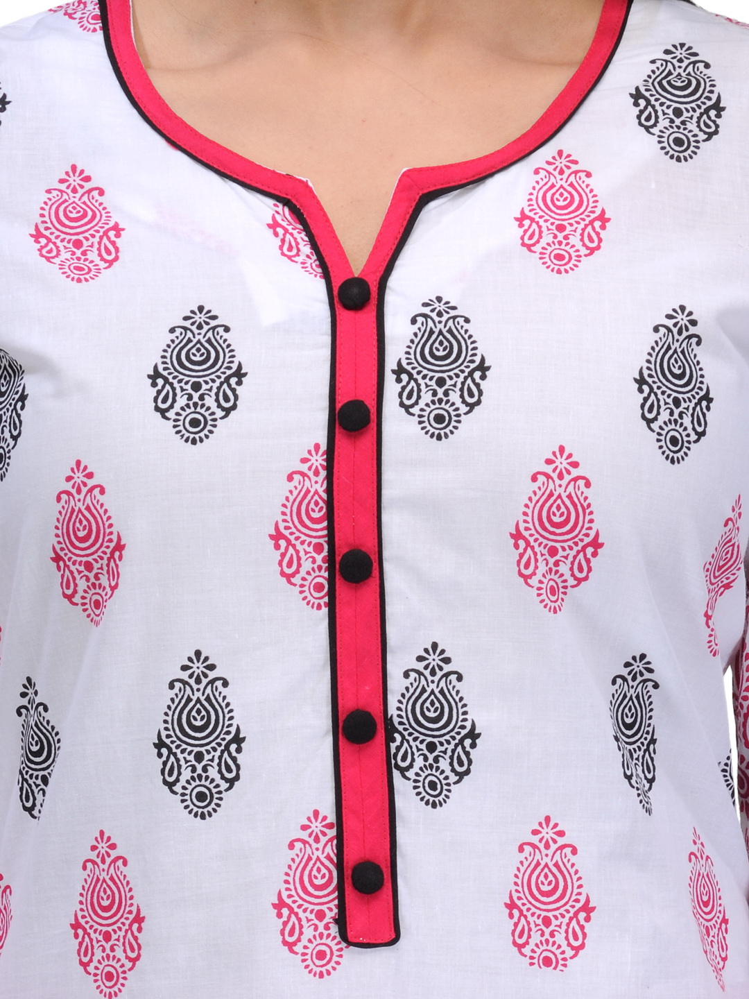 White Cotton Straight Kurta image number 4