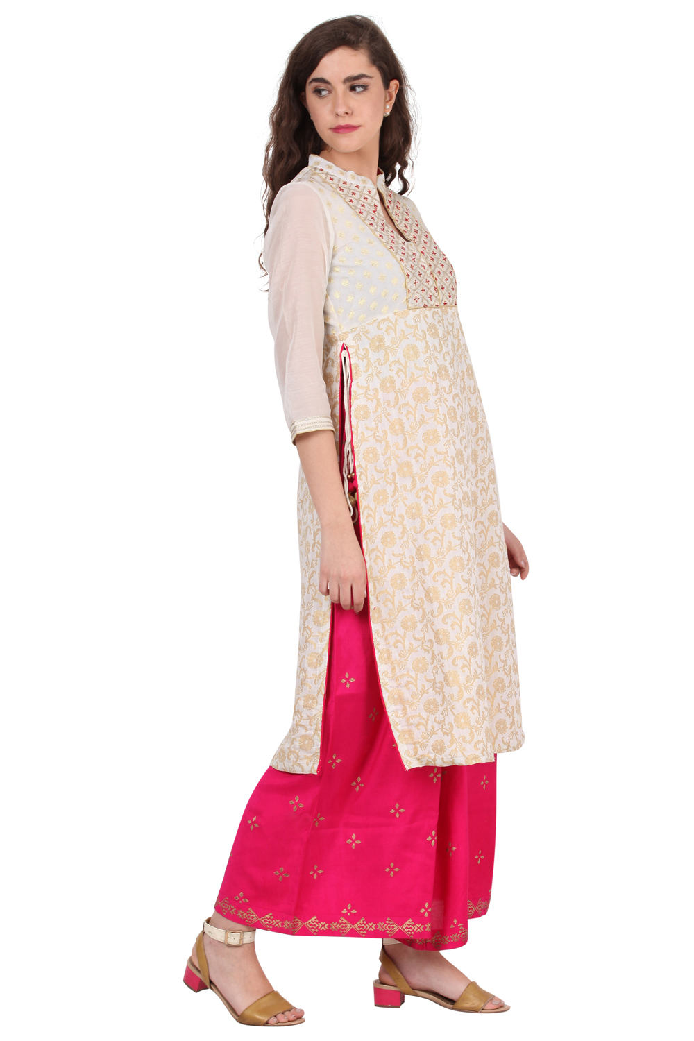 Ivory Straight Polyester Kurta image number 3