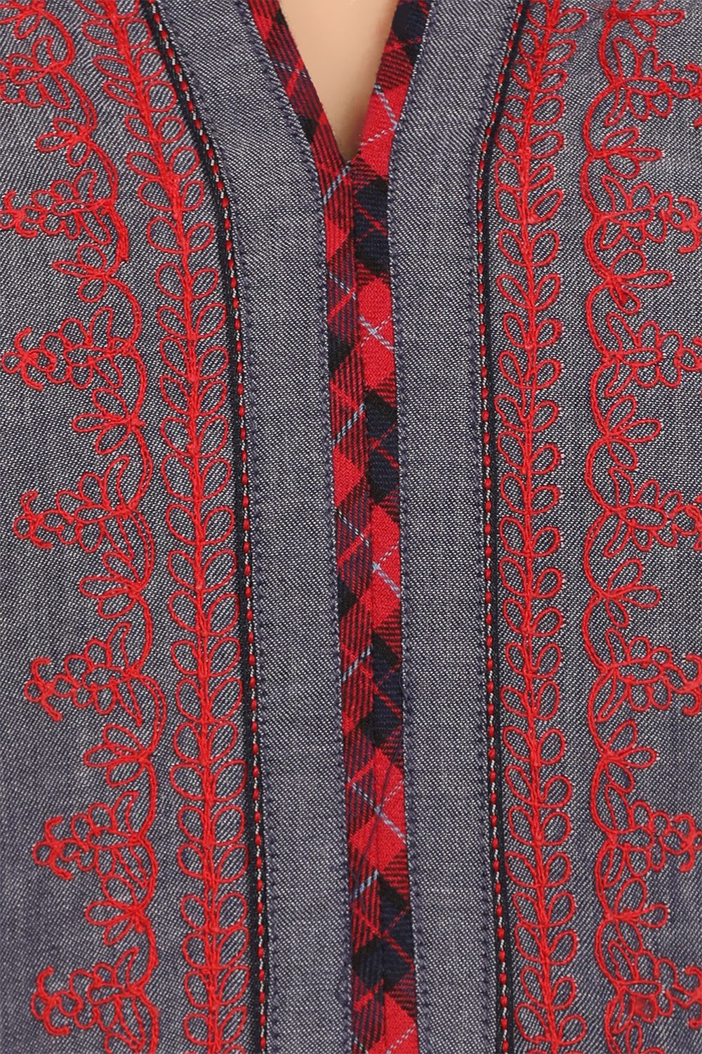 Grey Straight Cotton Kurta image number 4