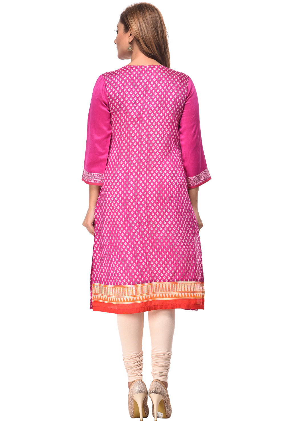 Magenta Straight Poly Cotton Kurta image number 3