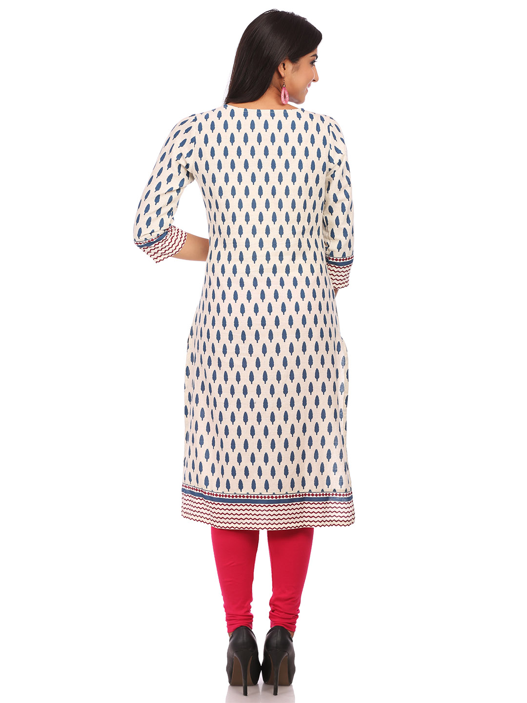 Beige Cotton Straight Kurta image number 1