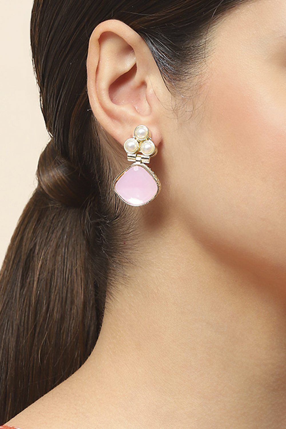 Light Pink Oxidised Alloy Earrings image number 1