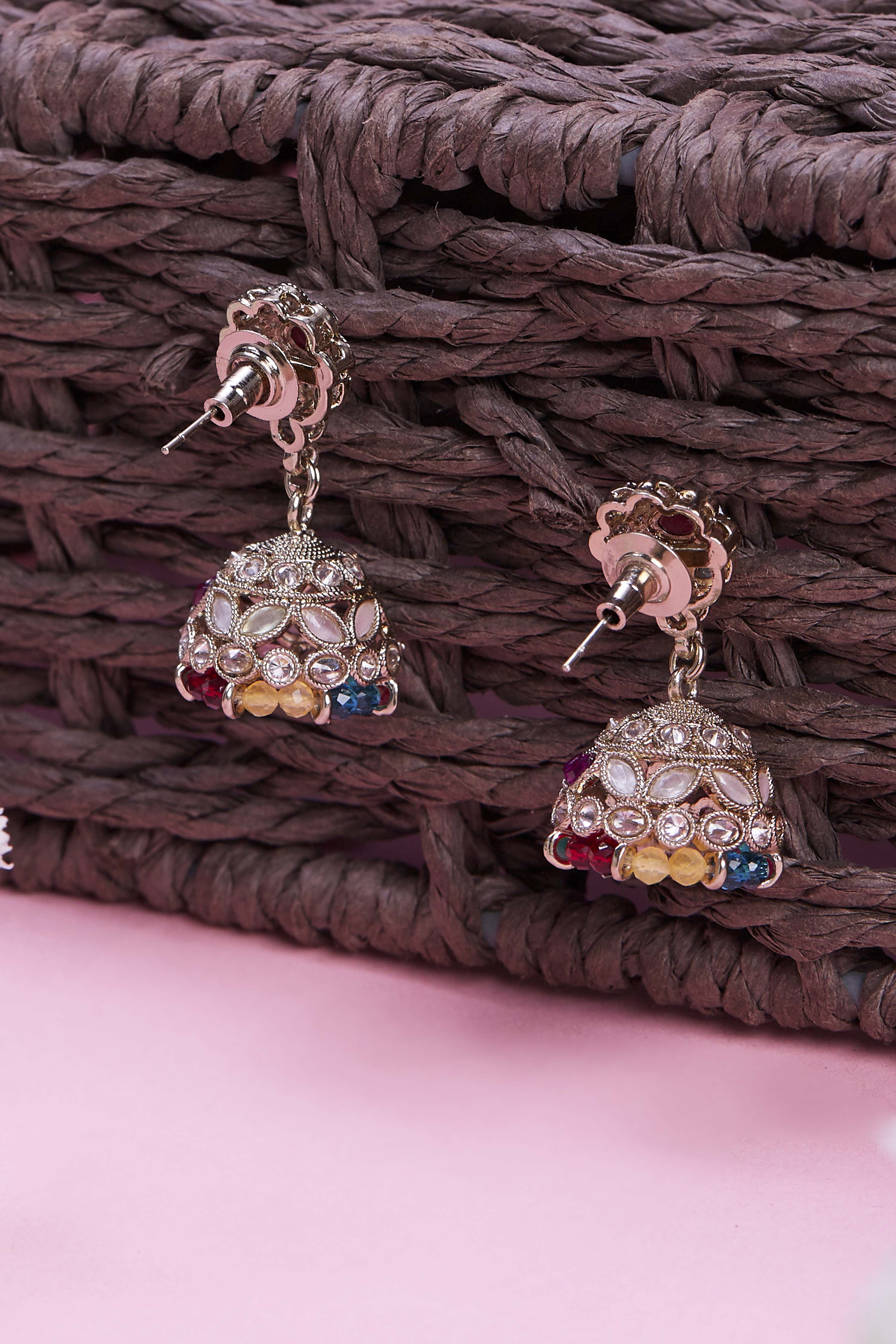 Multicolor Brass Jhumka image number 1