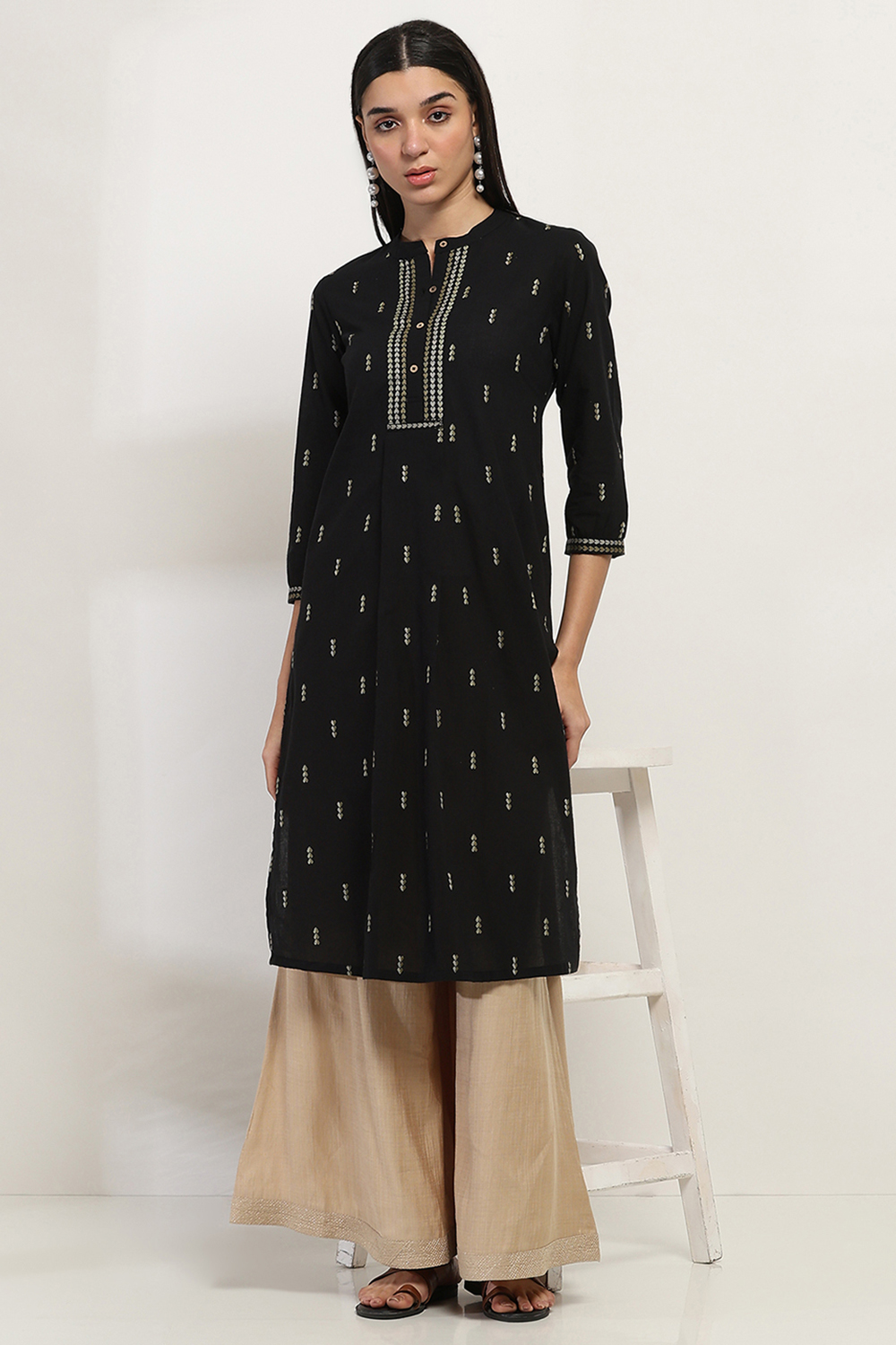 Gold Viscose Blend Palazzos image number 0