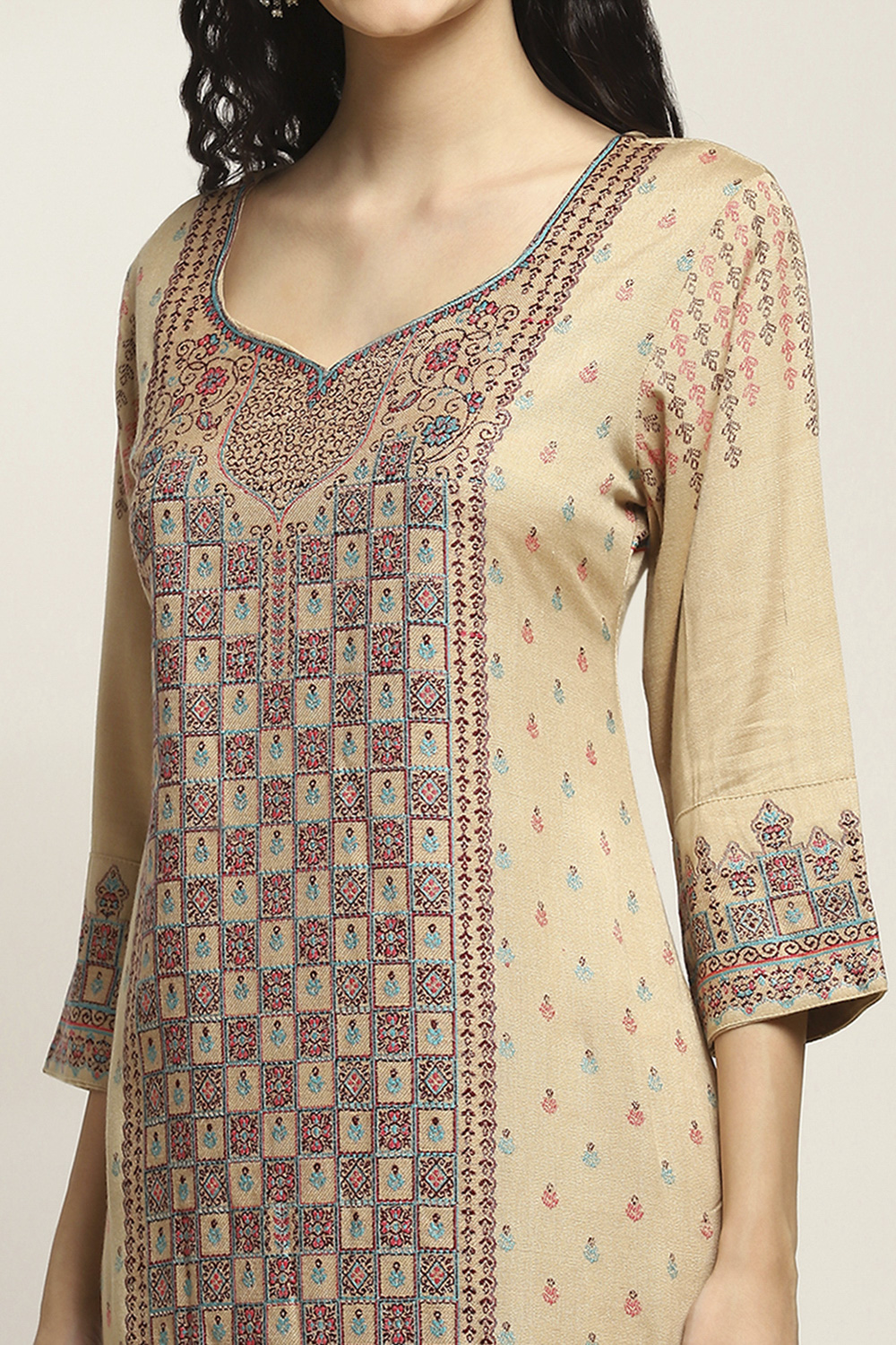 Sand Yellow Art Silk Straight Suit Set image number 1