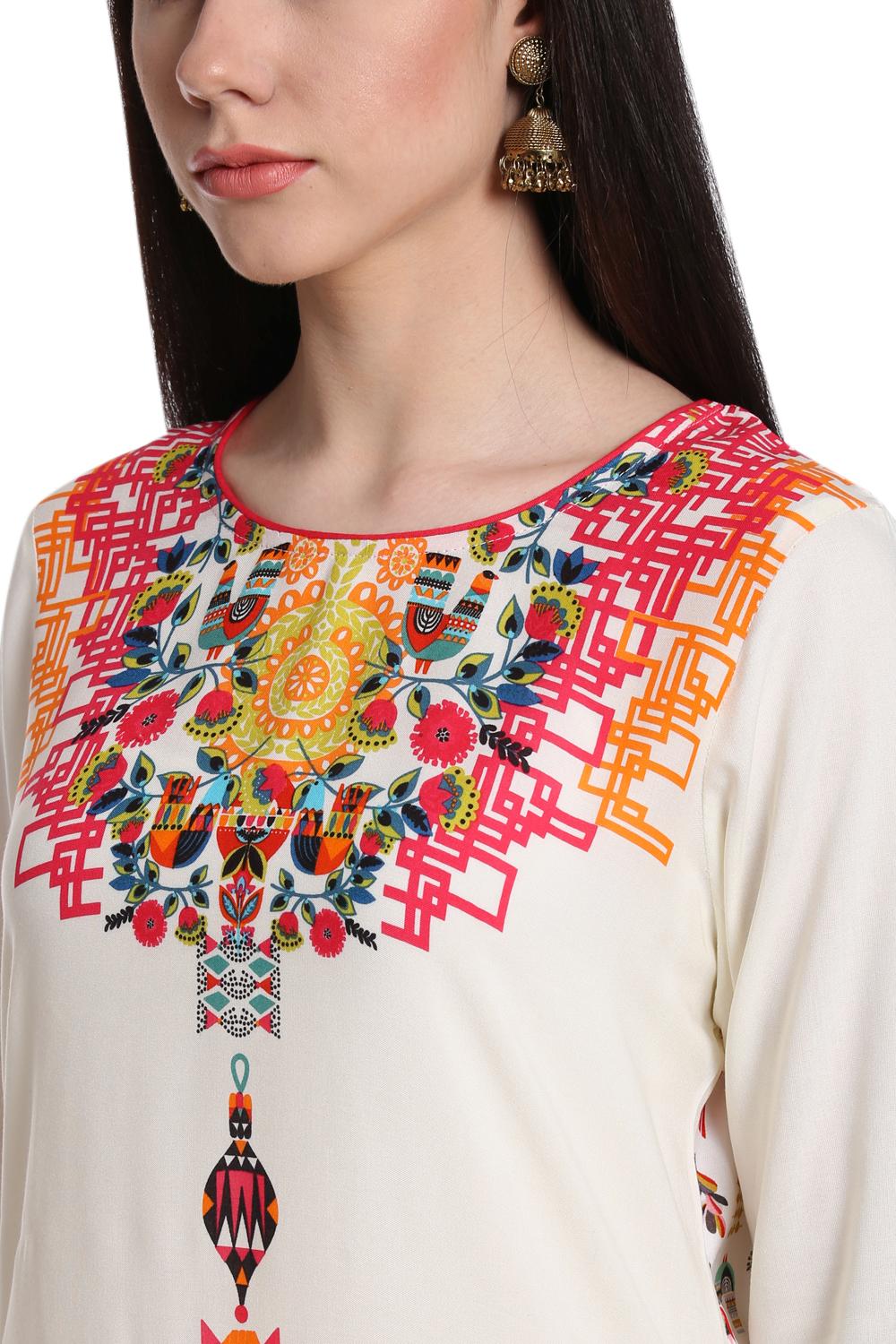 Ecru Rayon Straight Kurta image number 1