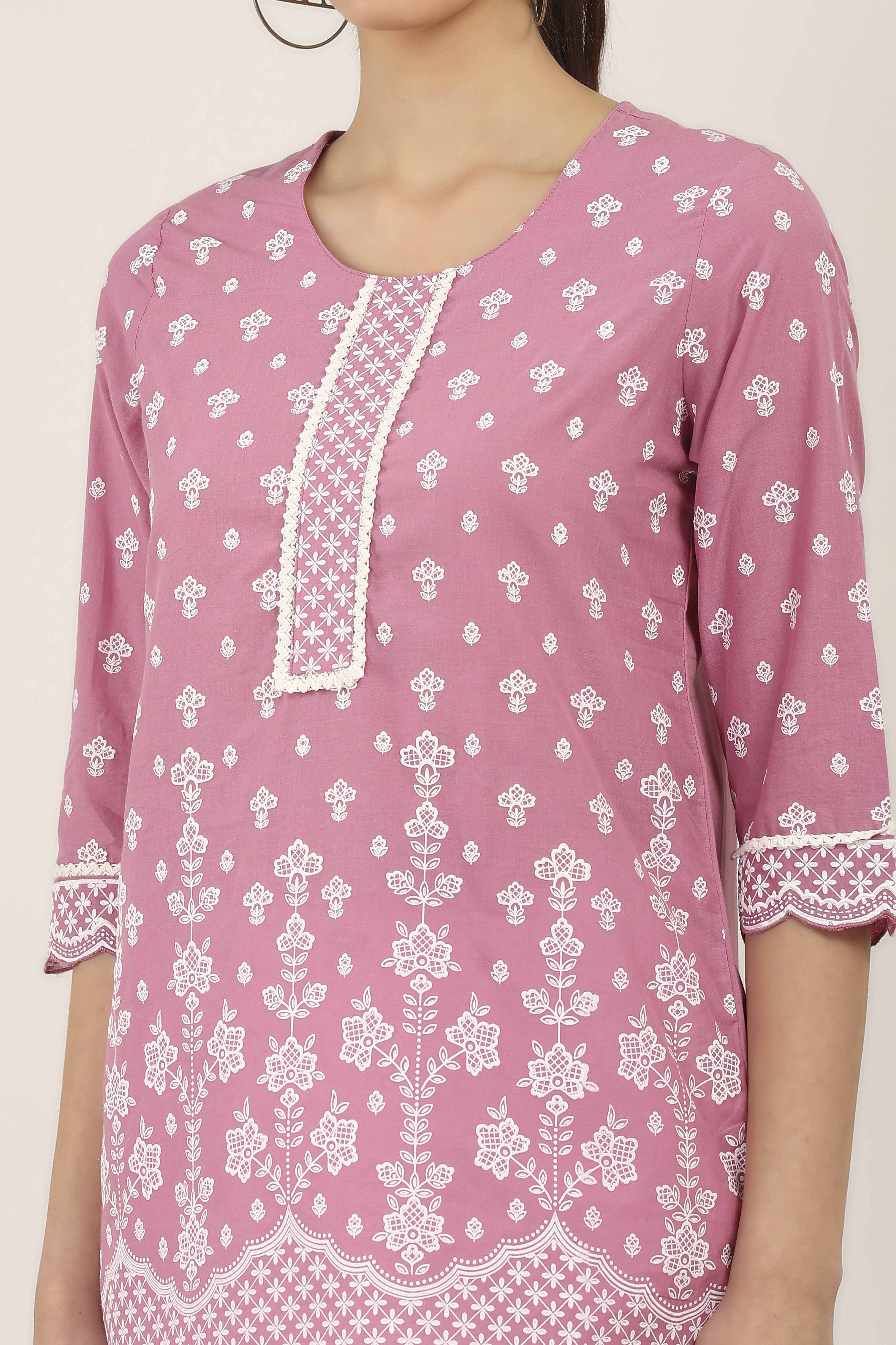 Pink Cotton Straight Tops image number 1