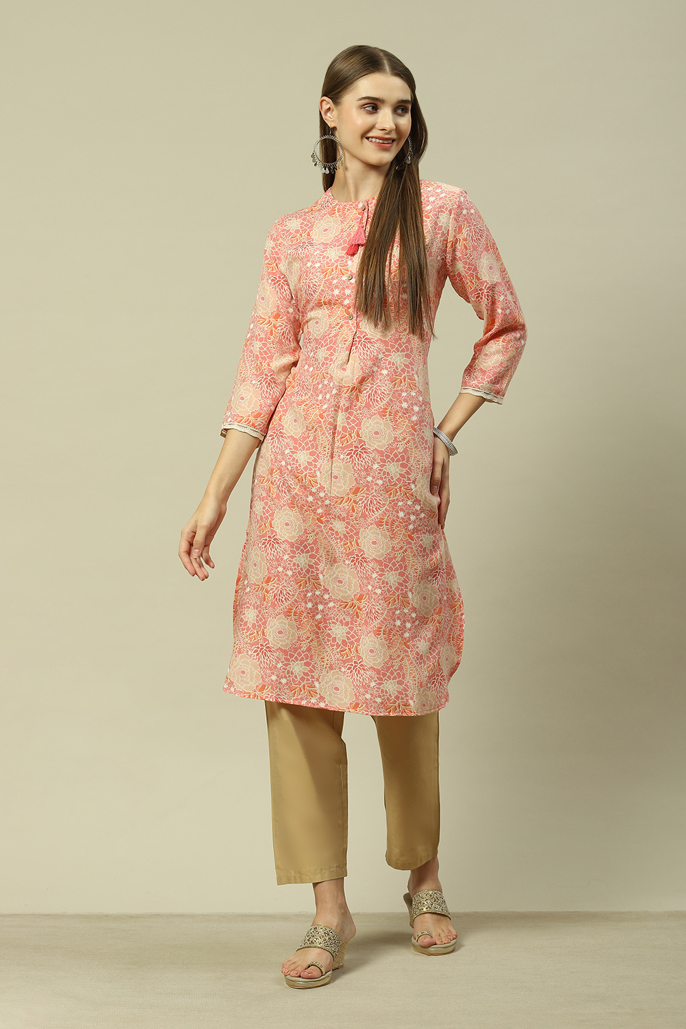 Mint Green Viscose Straight Printed Kurta image number 0