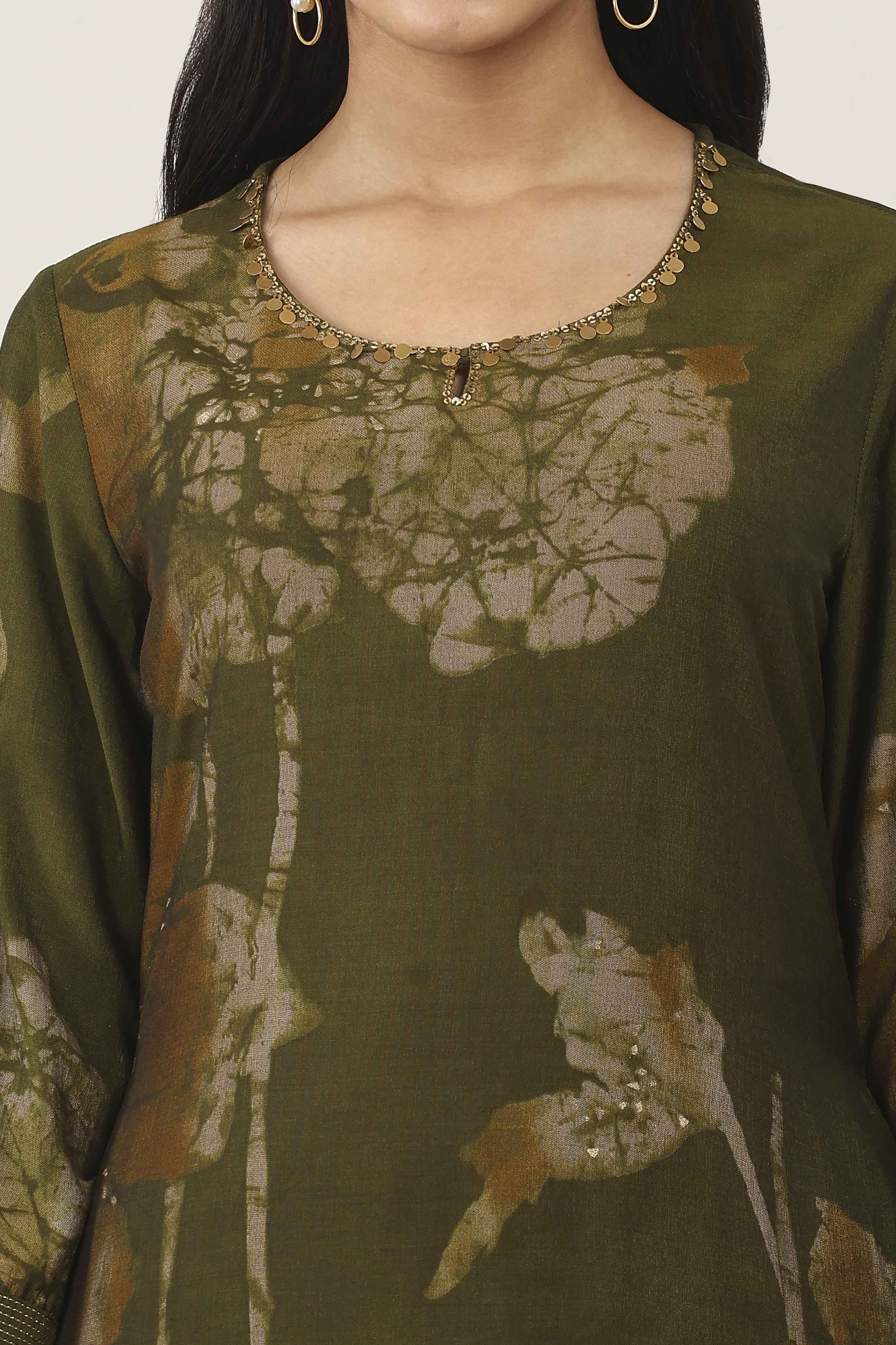 Yellow Viscose Polyester Kurta Pants Set image number 1