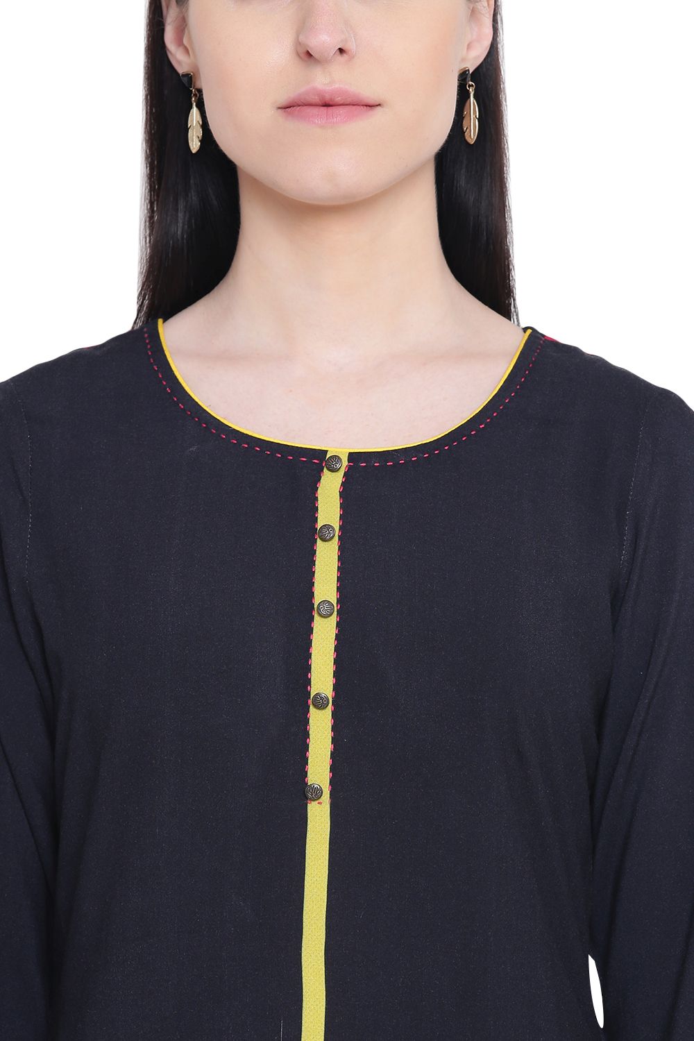Black Rayon Straight Kurta image number 1