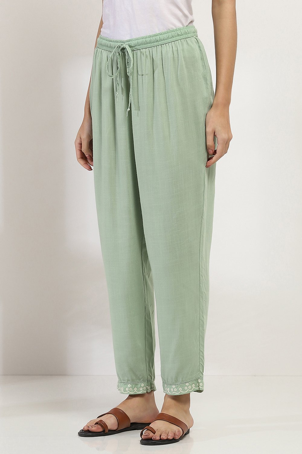 Sage Green Viscose Rayon Pants image number 6