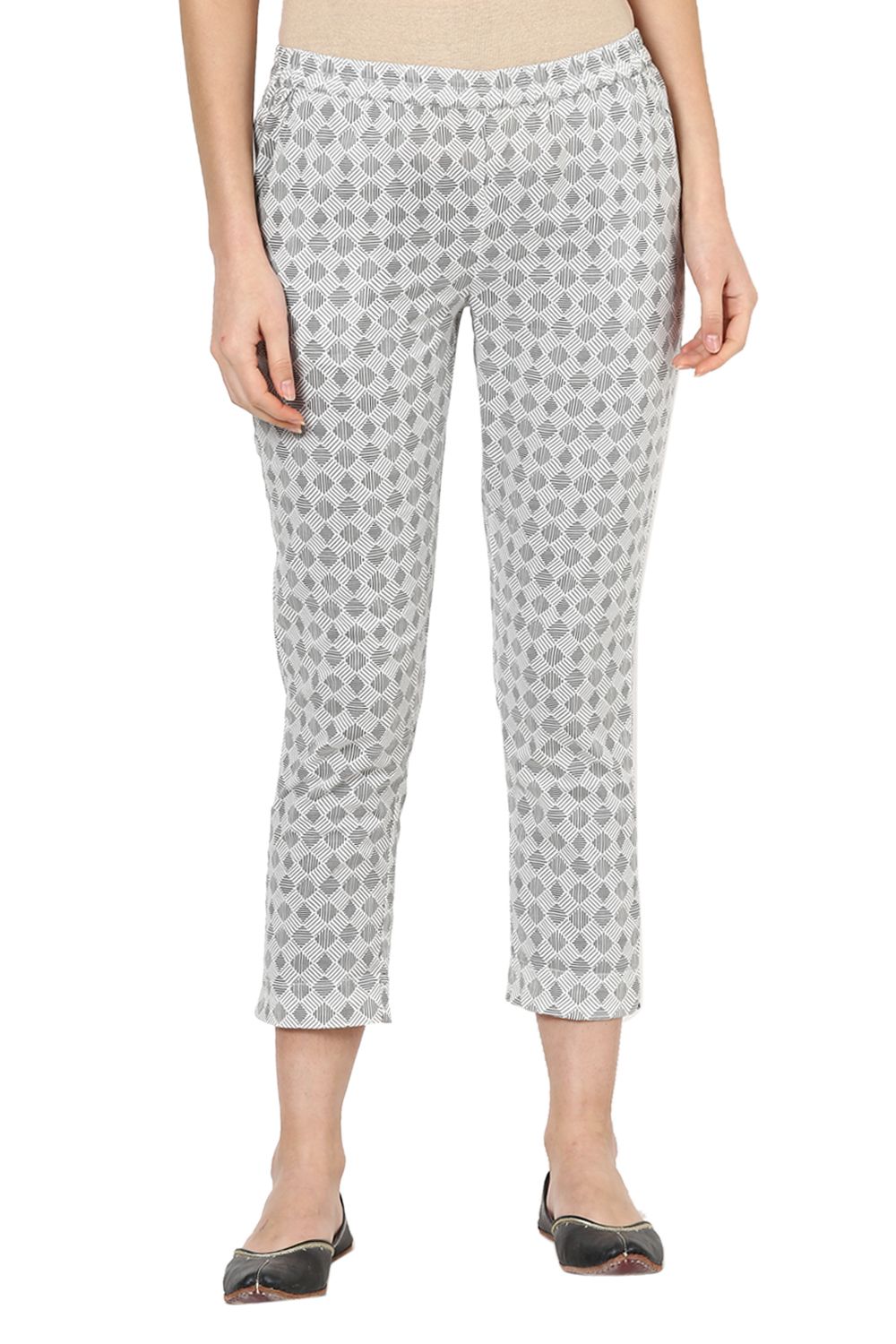 Grey Cotton Slim Pants image number 0