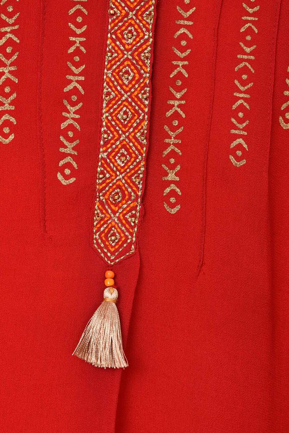 Red Straight Rayon Kurta image number 6