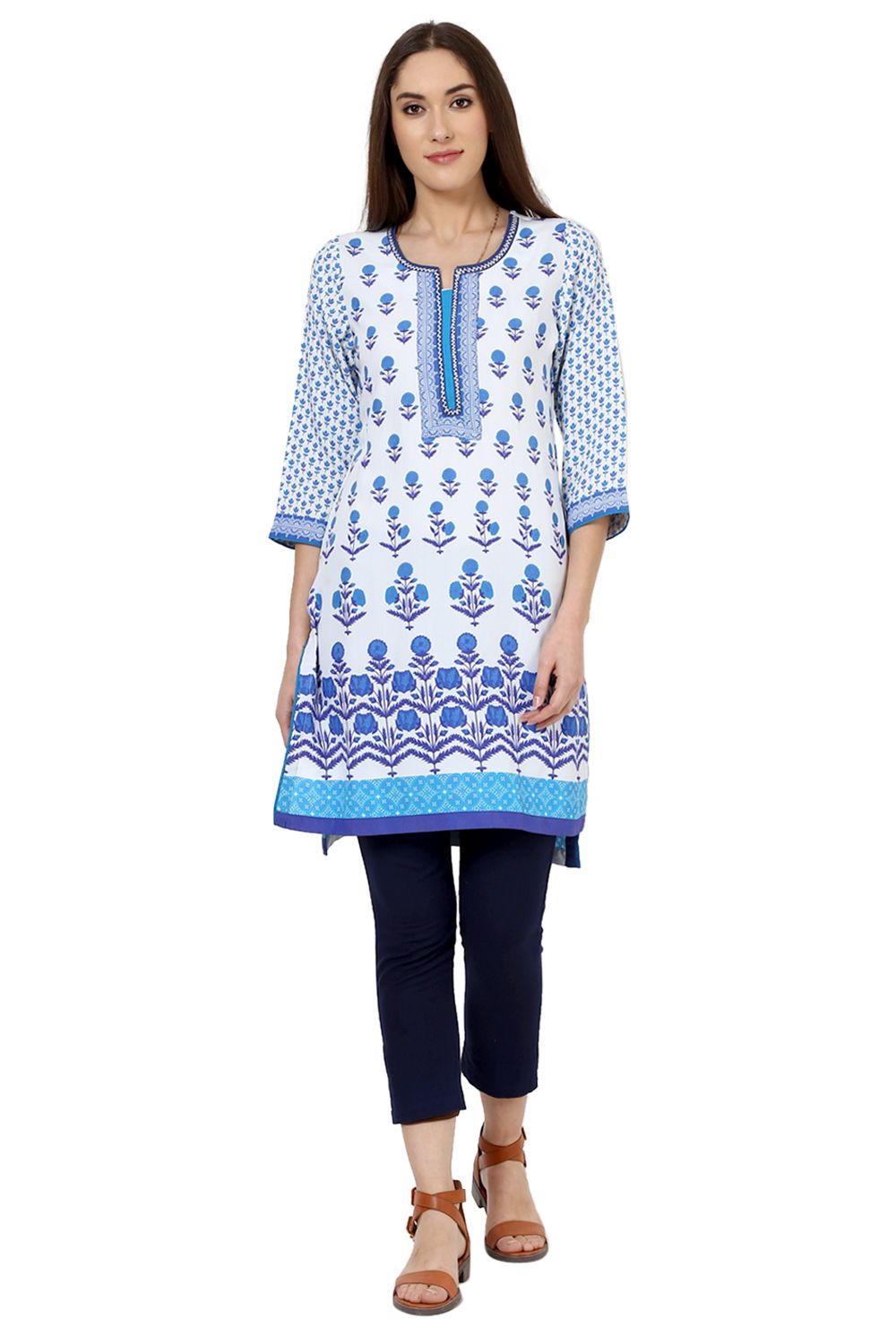 White Straight Cotton Kurta image number 0