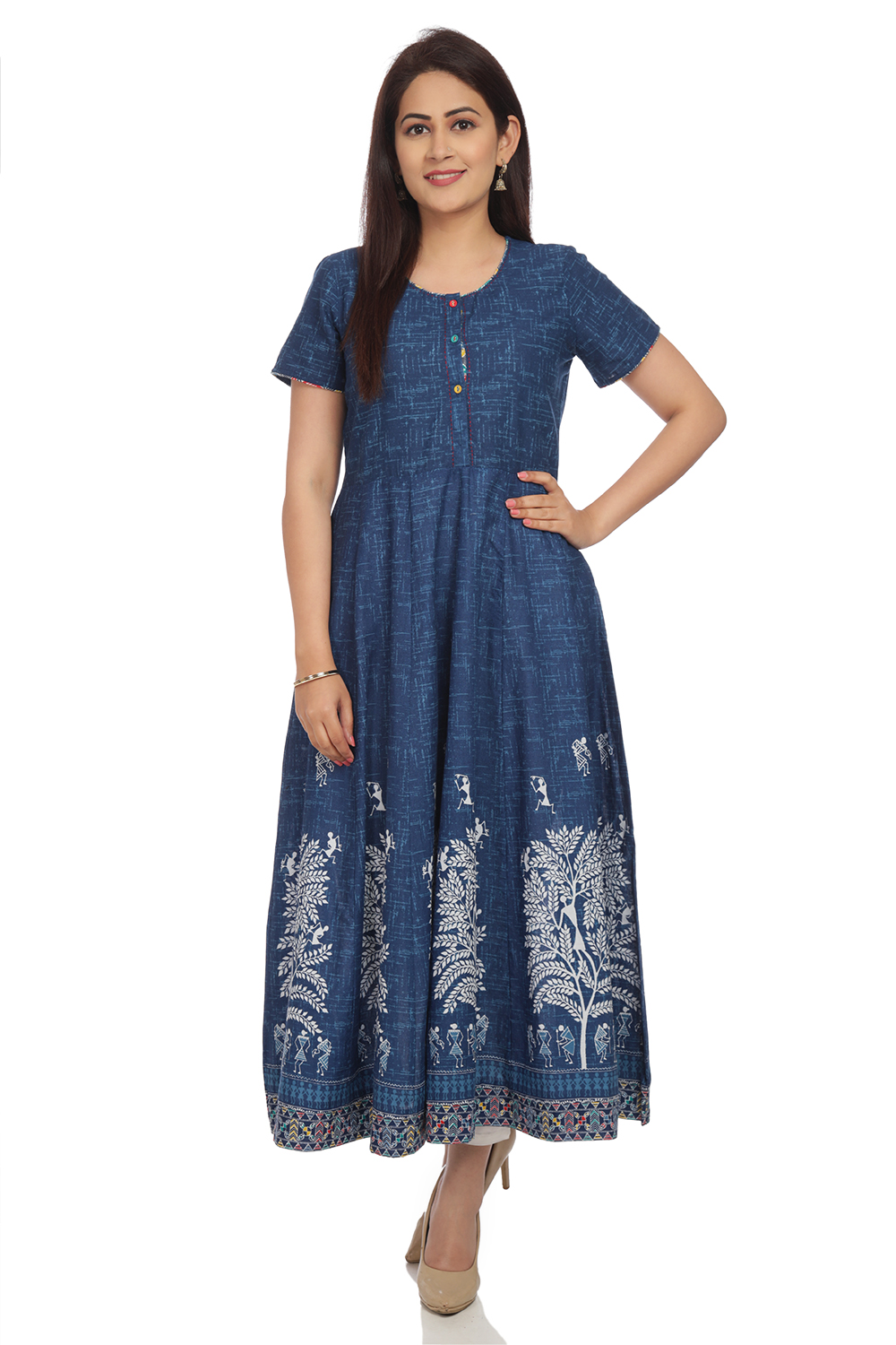 Indigo Kalidar Cotton Kurta image number 0