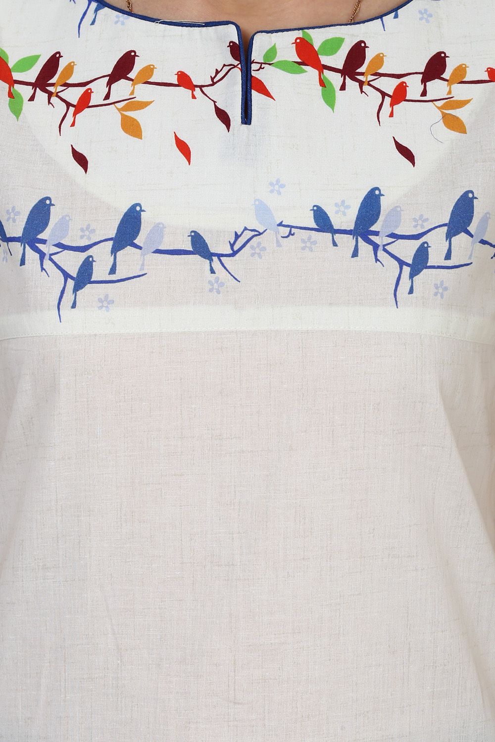 Beige Straight Cotton Indie Top image number 5