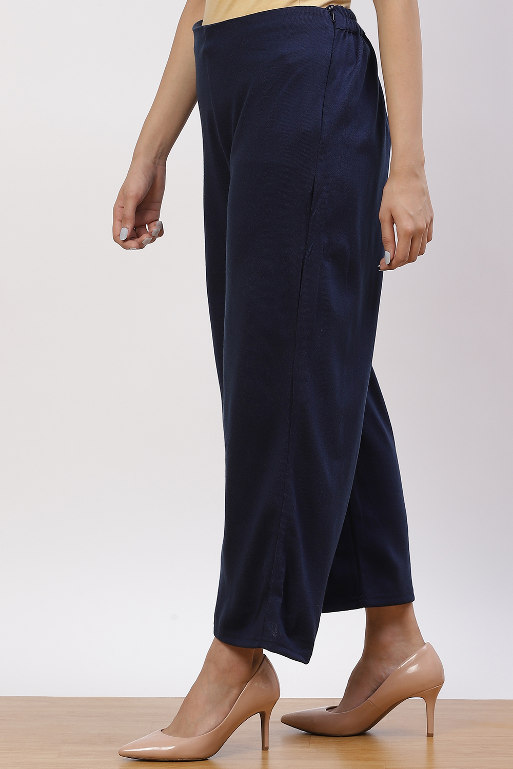 Black Acrylic Winter Palazzo Pants image number 2