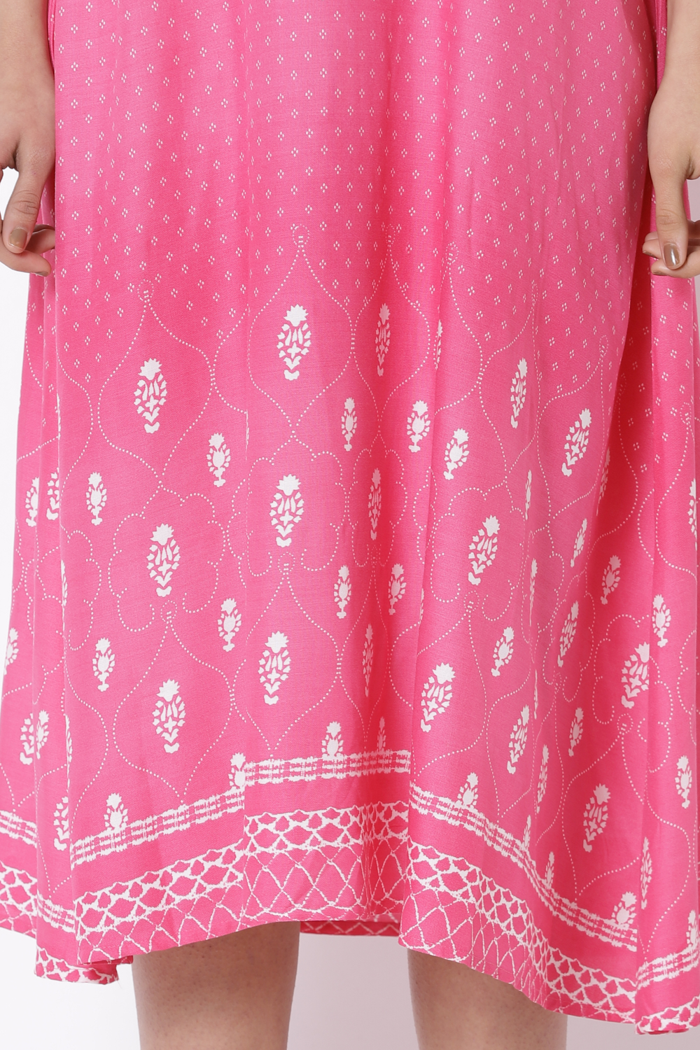 Pink Viscose A-Line Dress image number 1