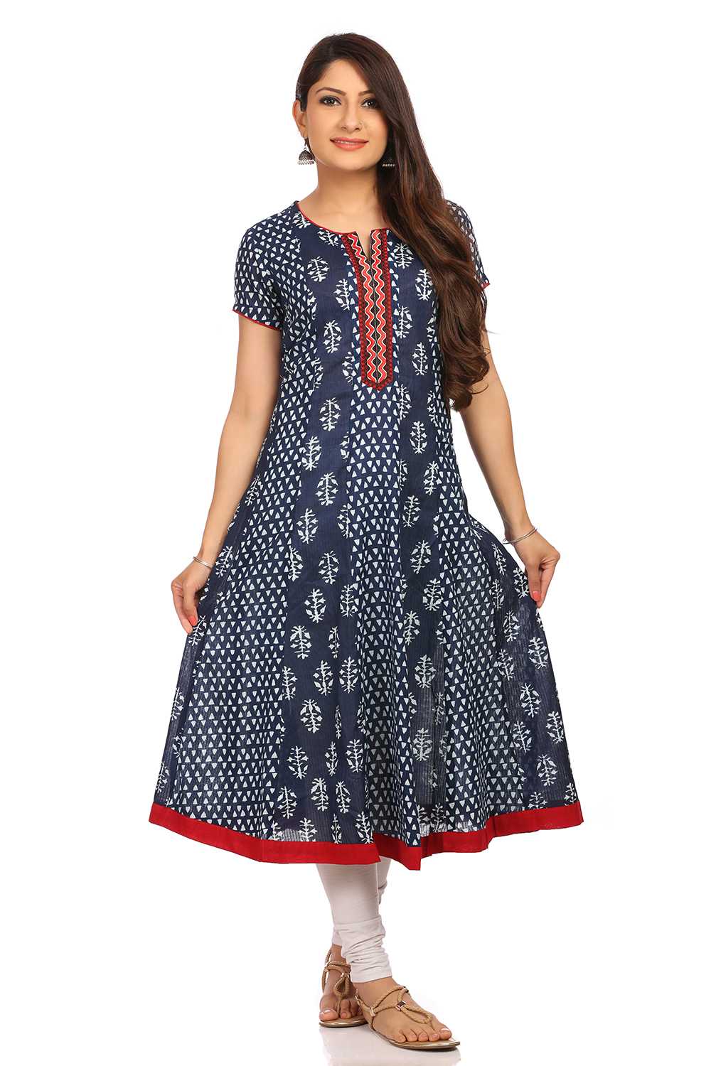 Indigo Flared Cotton Kurta image number 0