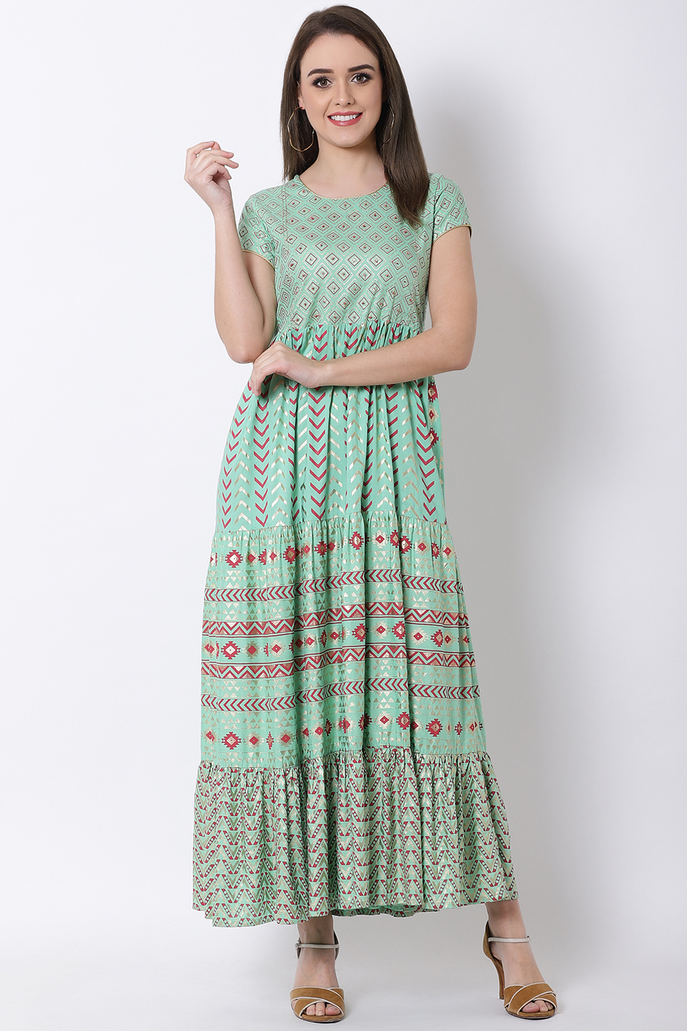 Mint Green Viscose Dress image number 5