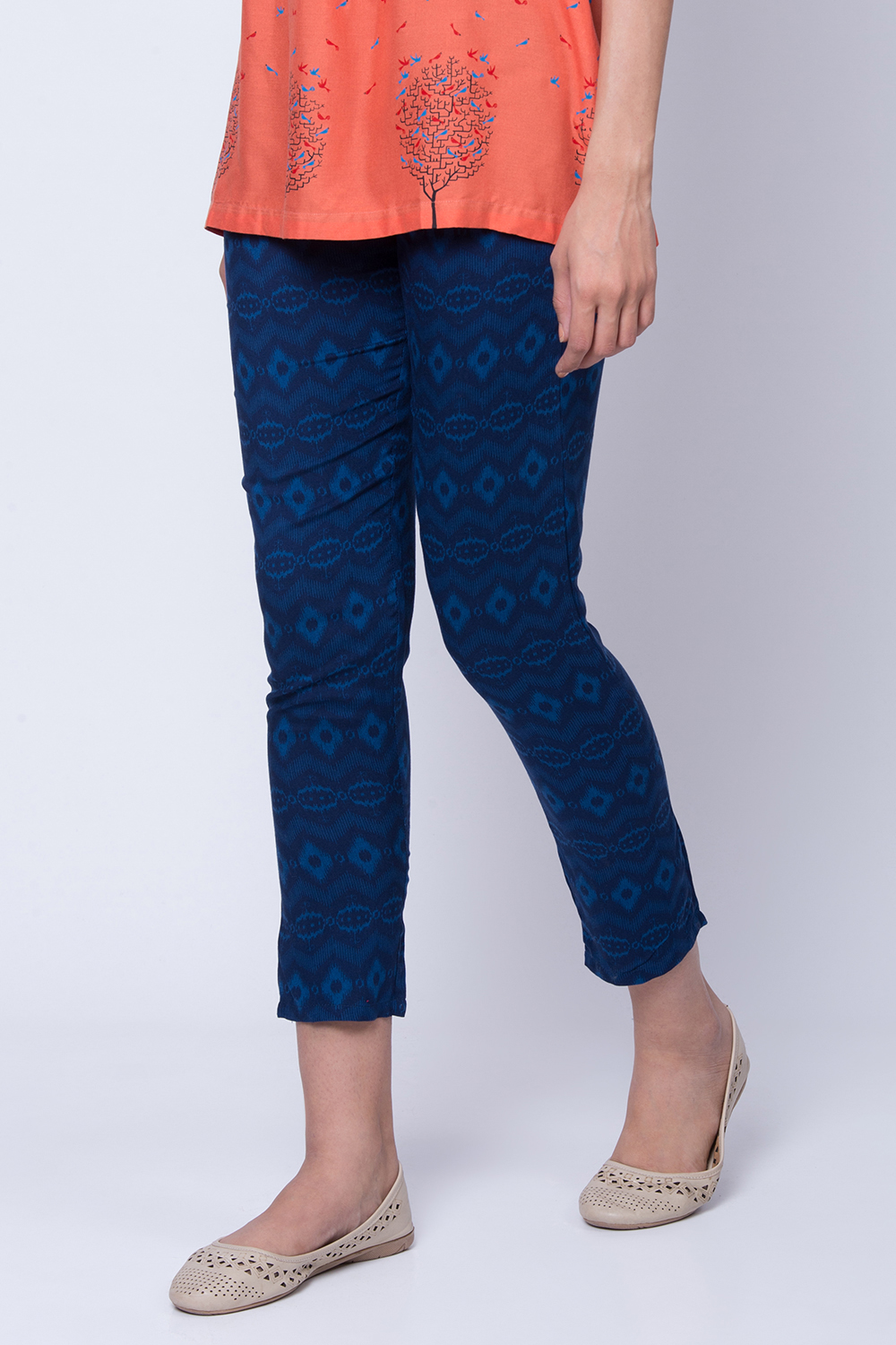 Indigo Viscose Rayon Straight Pants image number 2