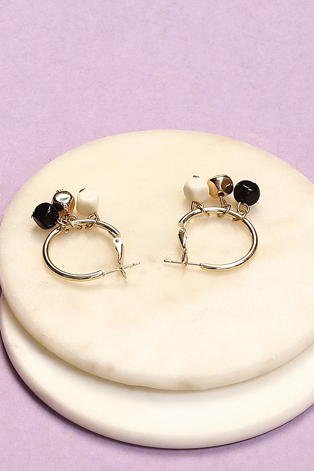 Black White Alloy Earrings image number 2