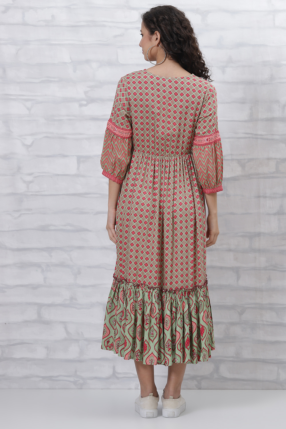 Mint Green LIVA Tiered Dress image number 2