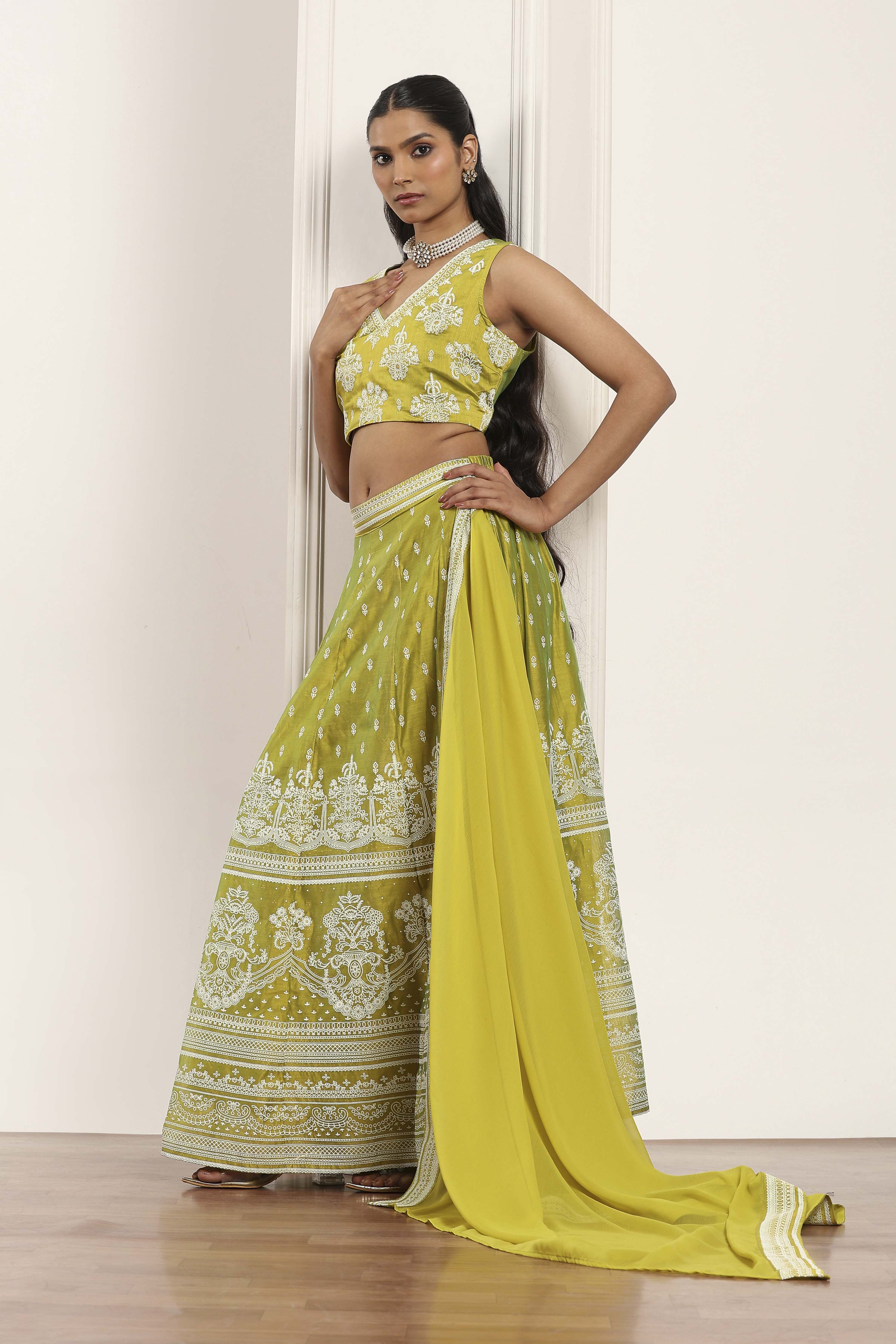 Pink Polyester Kalidar Lehenga Set image number 0