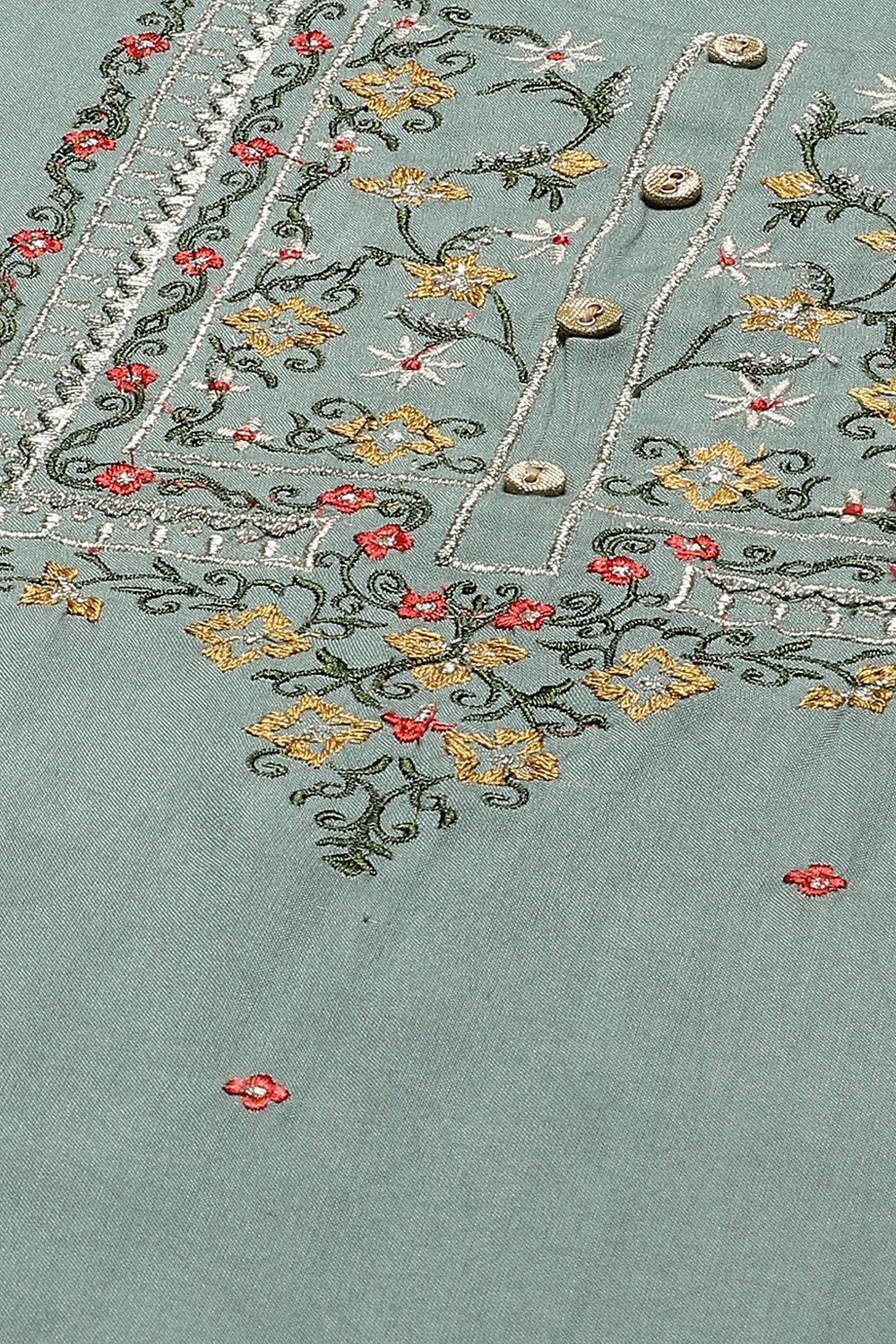 Green Viscose Rayon Straight Suit Set image number 1