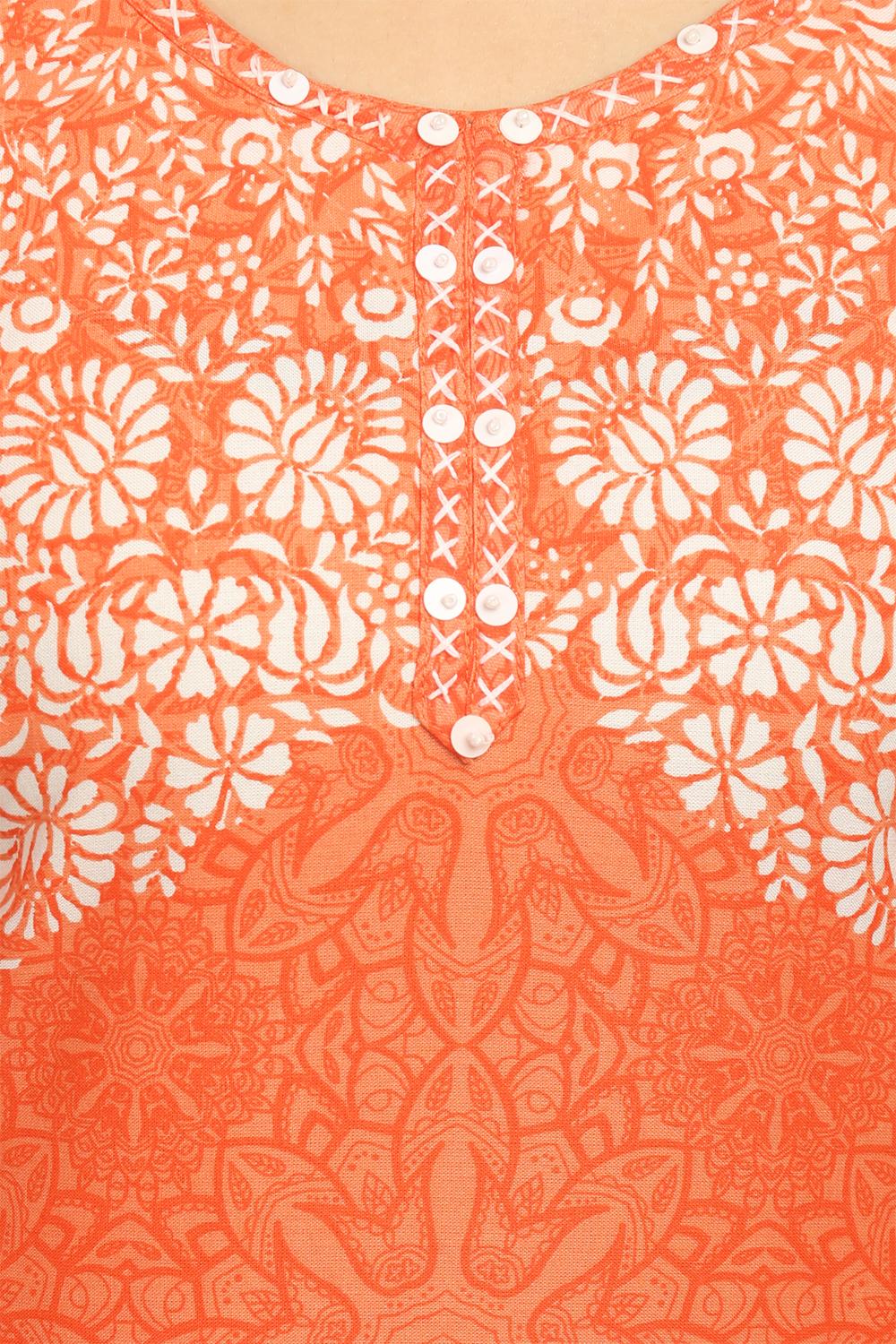 Peach Straight Rayon Kurta image number 1