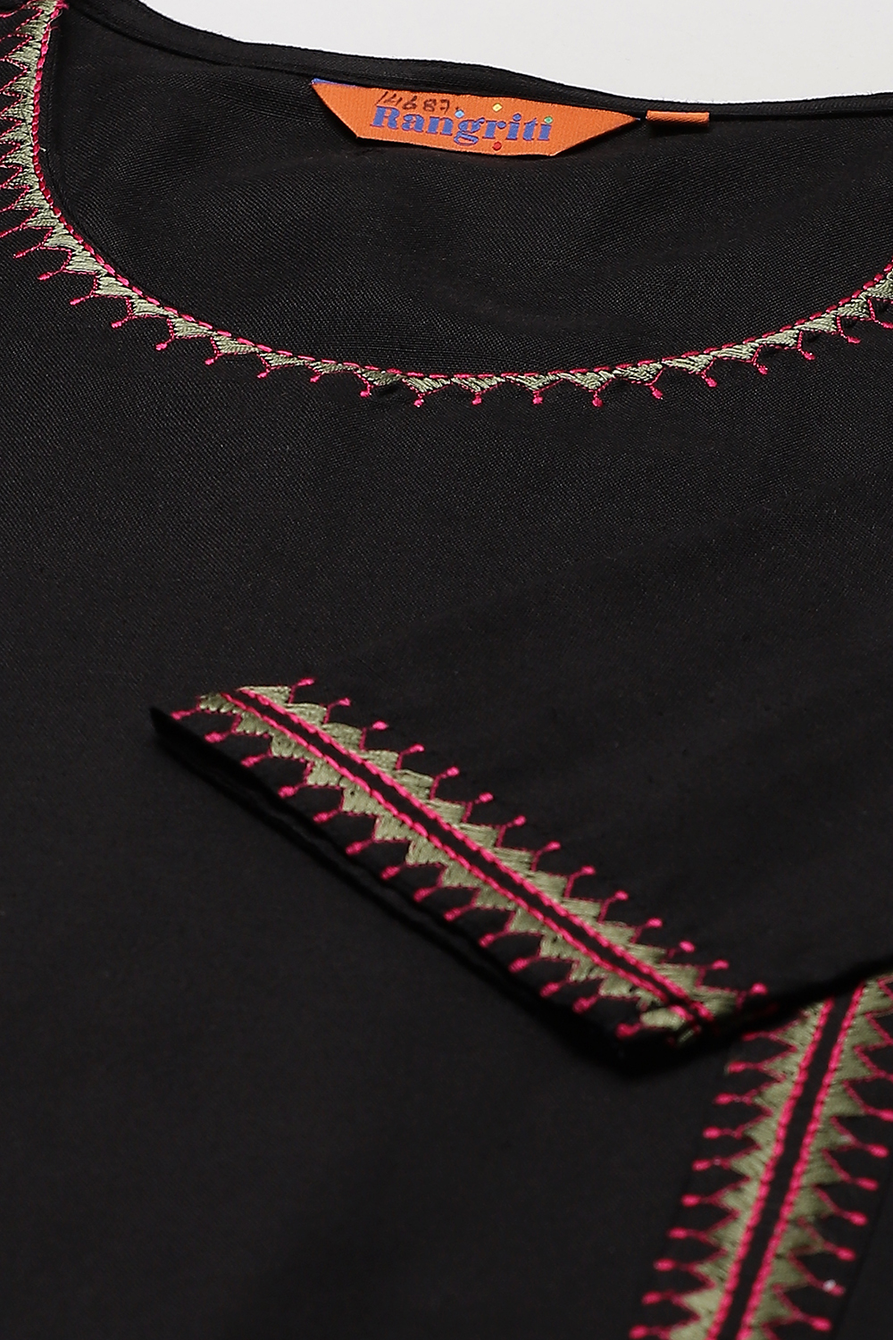 Black LIVA A Line Kurta image number 1