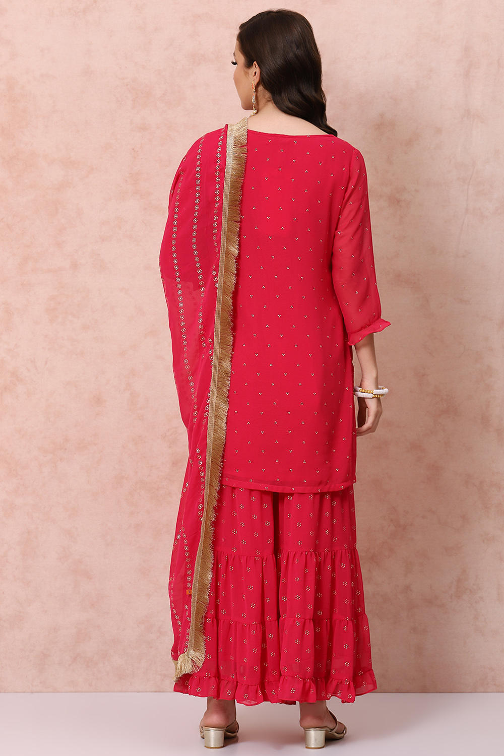 Pink Georgette Sharara Suit Set image number 4