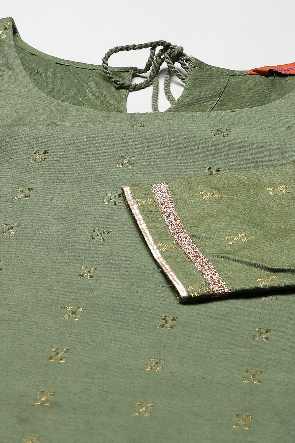 Olive Green Poly Cotton Straight Suit Set image number 1