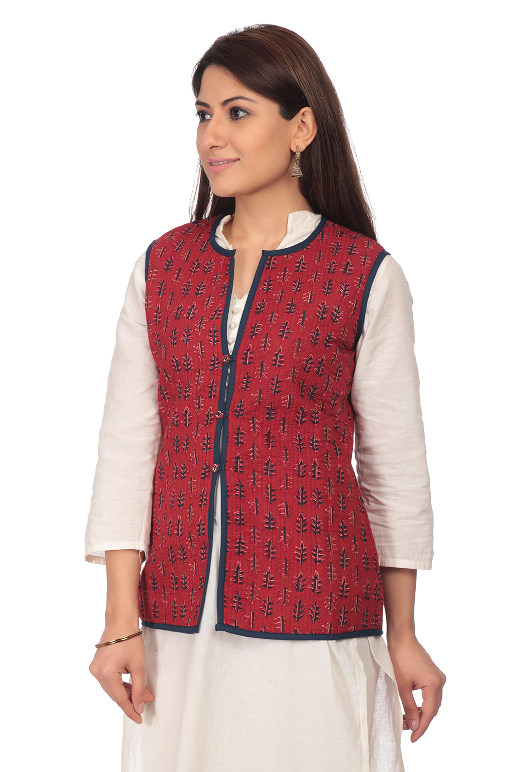 Indigo Straight Cotton Jacket image number 3