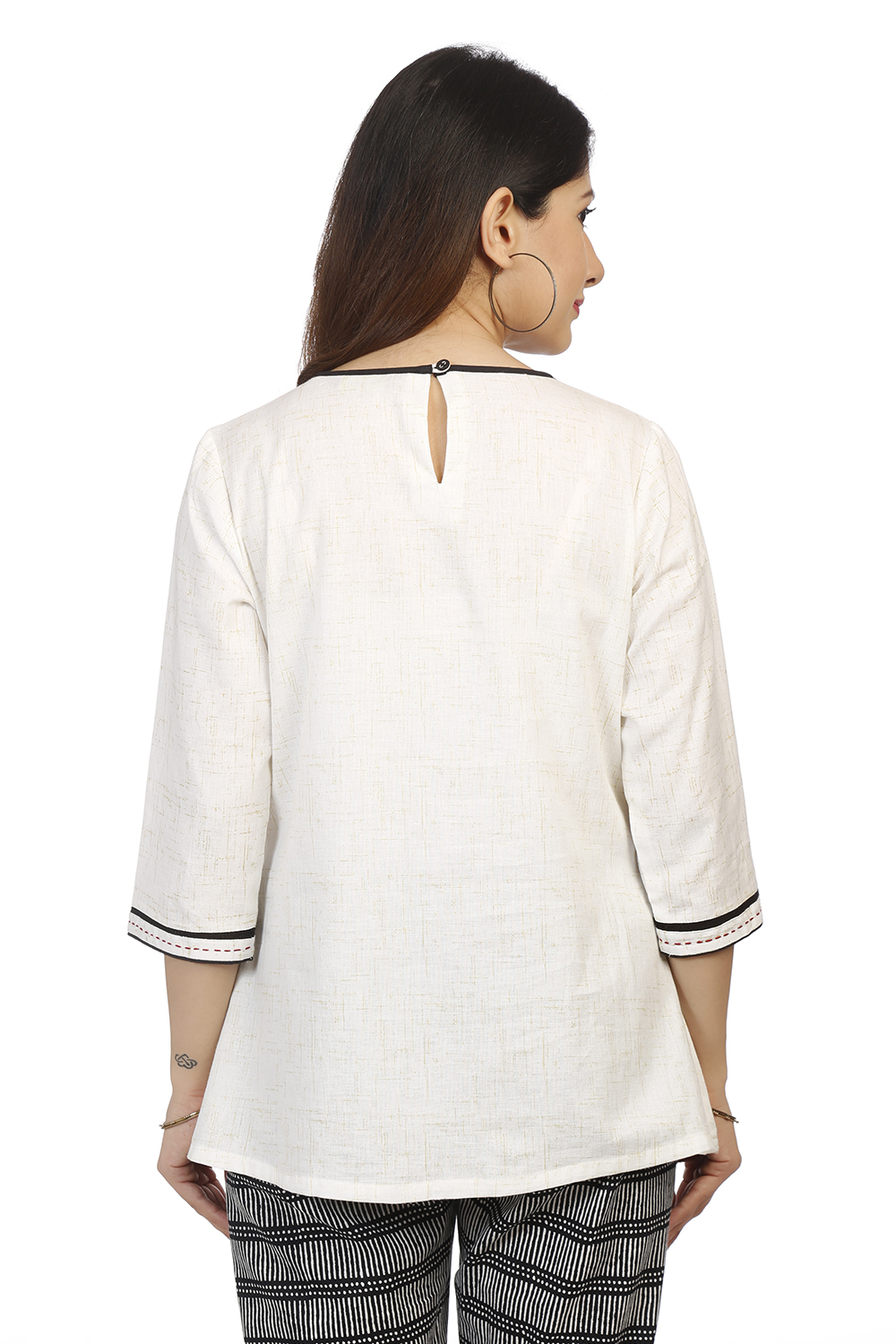 Ecru A Line Cotton Indie Top image number 5