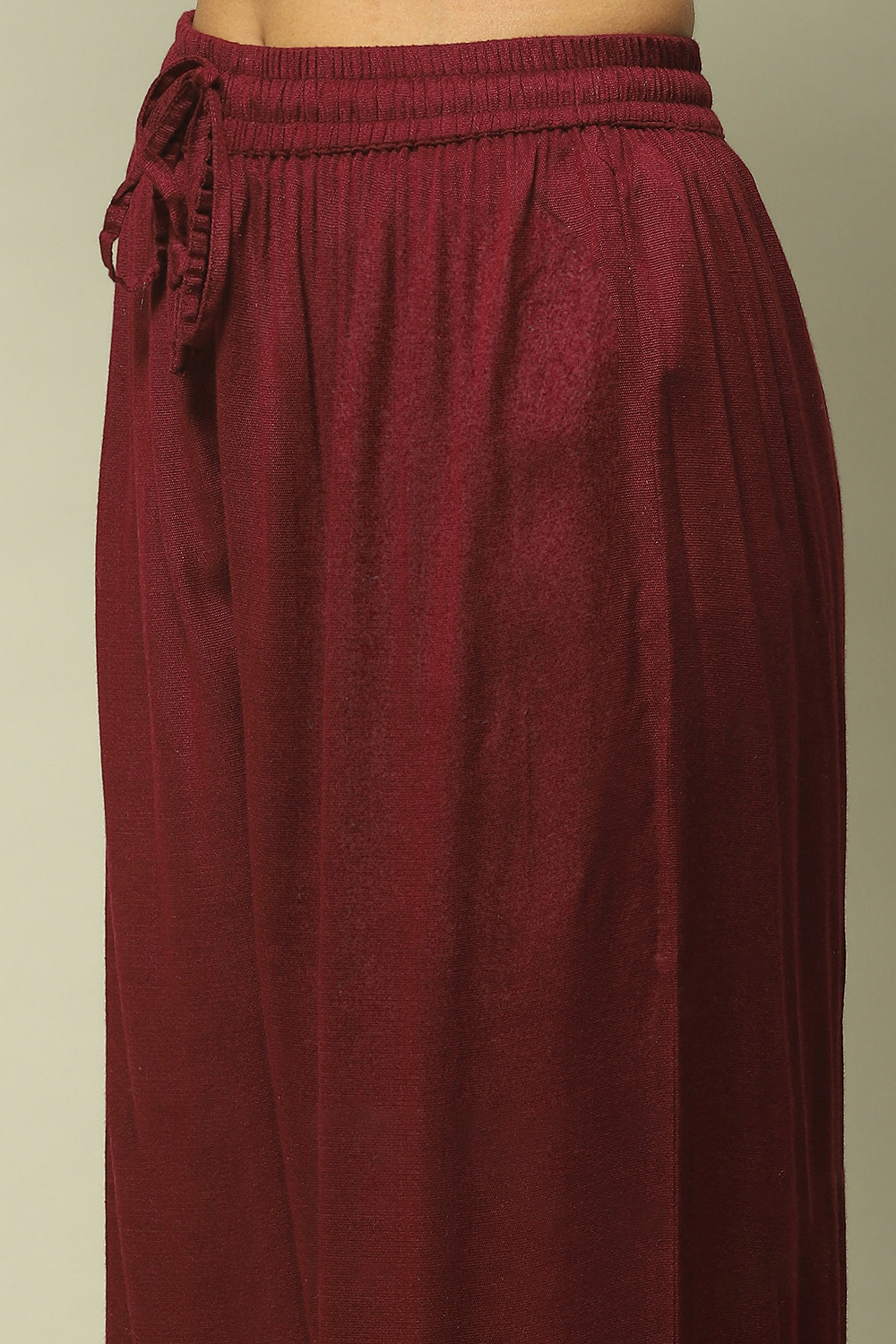 Maroon Poly Viscose Straight Yarndyed Kurta Palazzo Suit Set image number 2