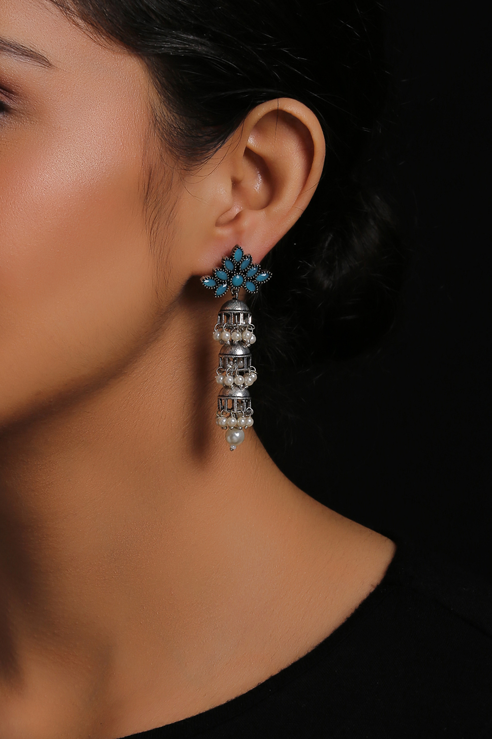 Blue Metal Brass Earring image number 1