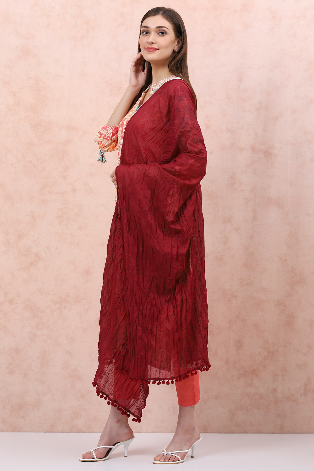 Maroon Cotton Stole image number 0