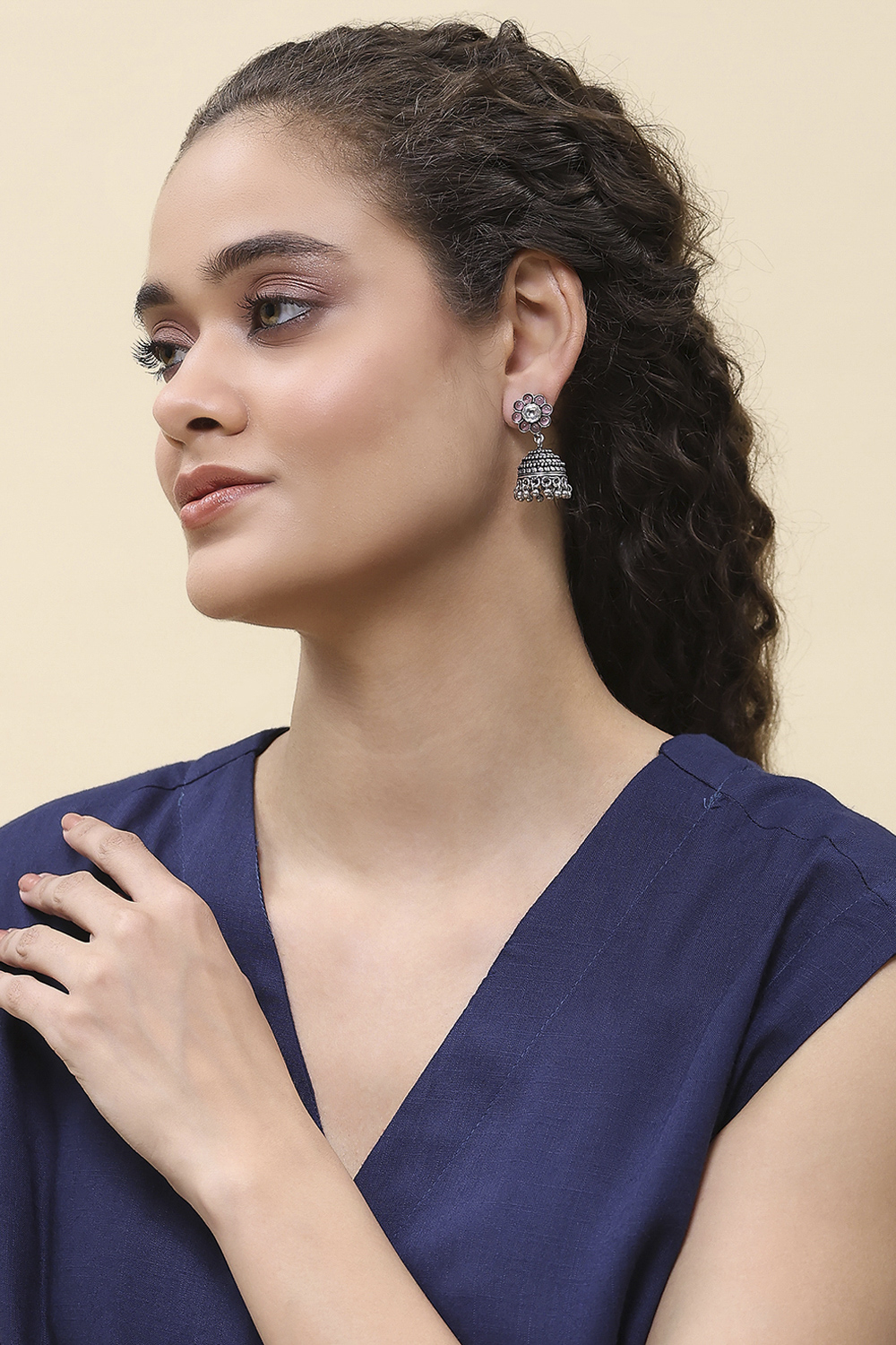 Pink Brass Jhumka image number 3