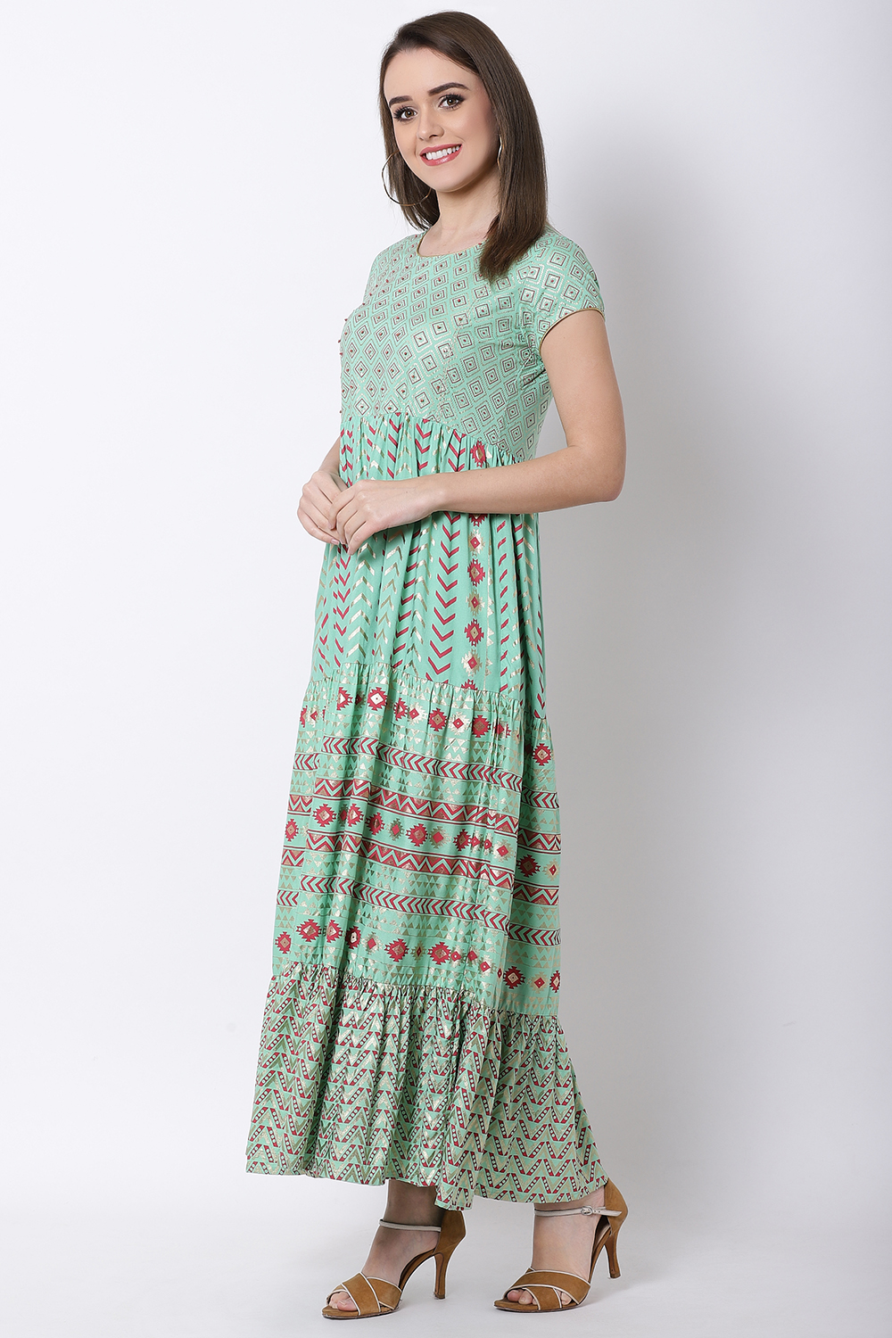 Mint Green Viscose Dress image number 2