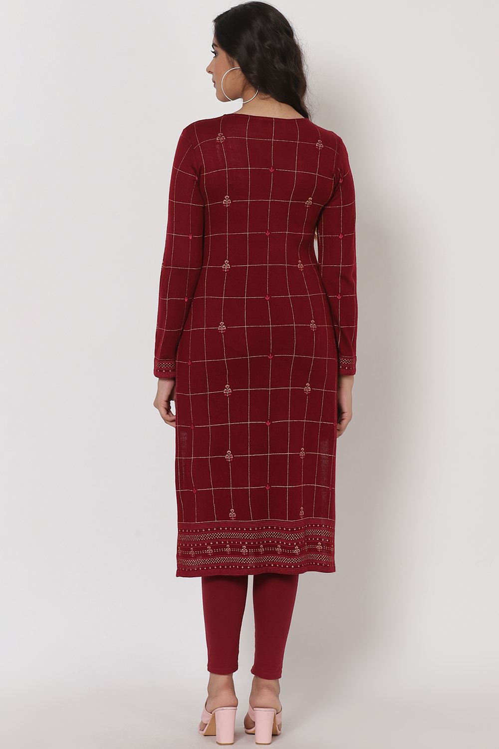 Teal Blue Poly Cotton Straight Kurta image number 5