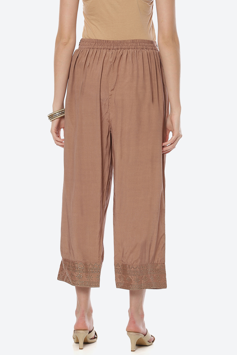 Beige LIVA Palazzo Pants image number 4