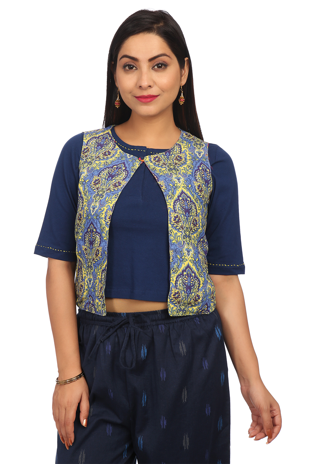 Indigo Straight Polyester Indie Top image number 0