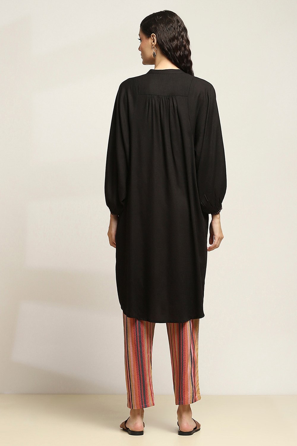 Black Viscose Rayon Straight SET image number 4