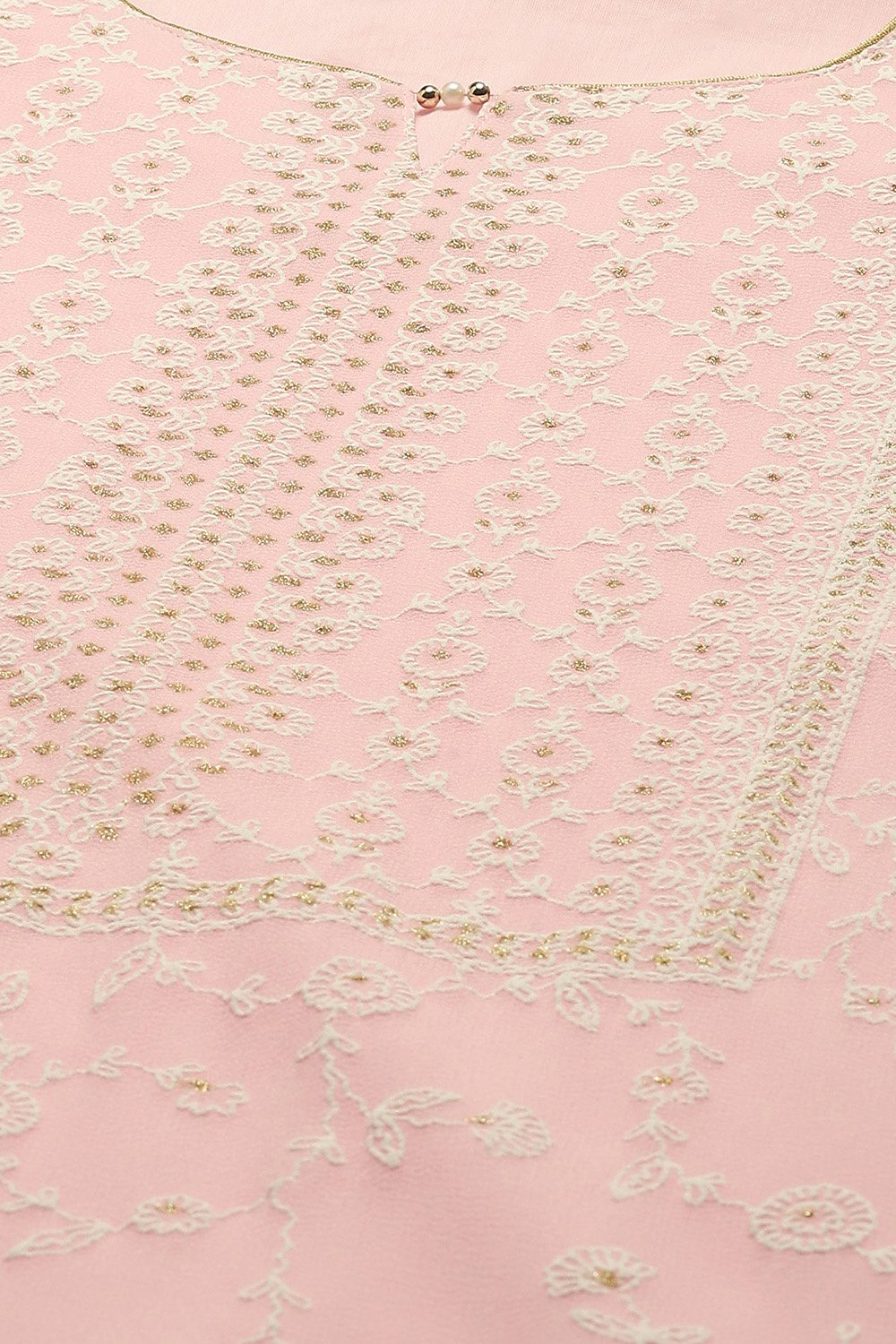 Pink Embroidered Straight Kurta image number 1